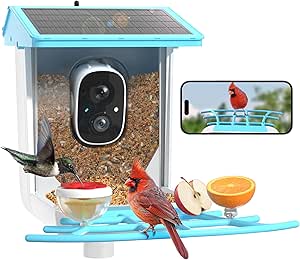 PETCAL Smart Bird Feeder with Camera, Ai Recognition of 10,000+ Bird Species, Online Sharing, Solar Panel, Cloud Storage, Anti-Squirrel Alarm,2k Hd Night Vision, Suitable for Bird Lovers Gift asin的图片