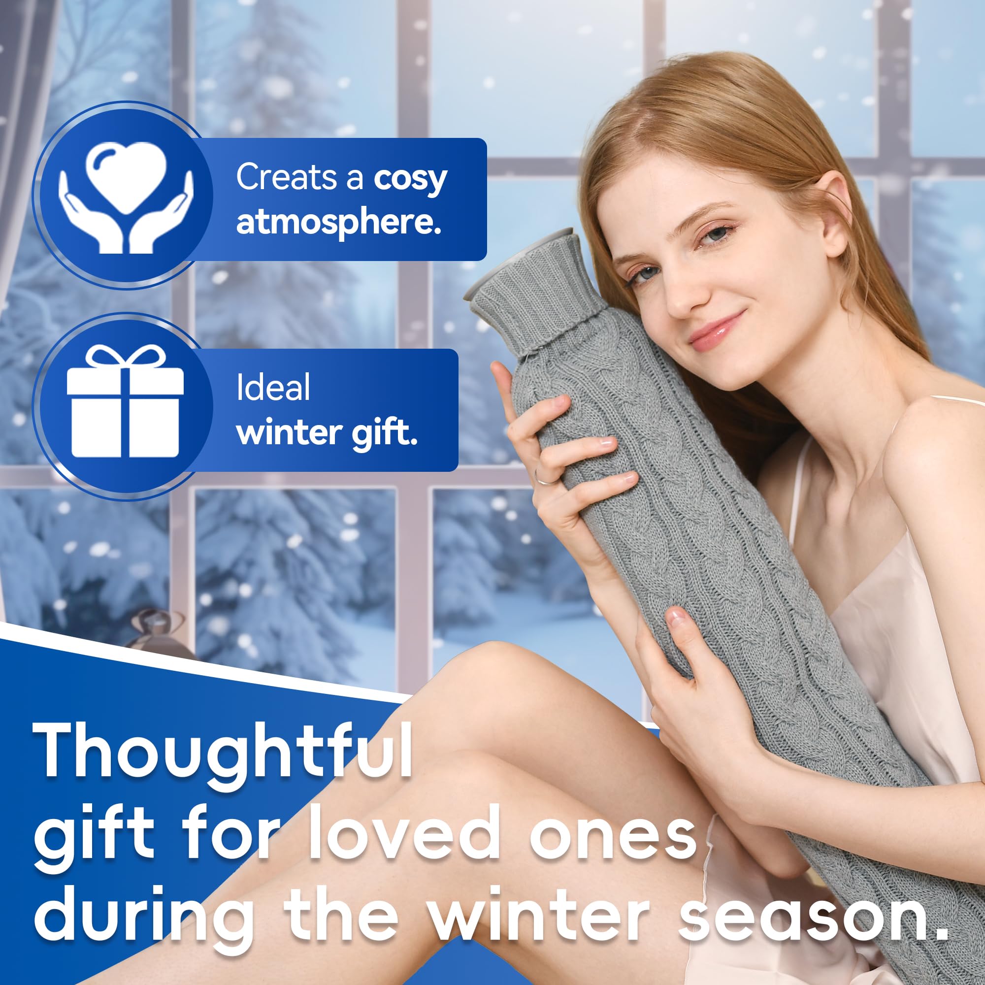 Hot Water Bottle with Knitted Cover - Pain Relief & Warmth -5 Hot Water Bottle with Knitted Cover - Pain Relief & Warmth -5