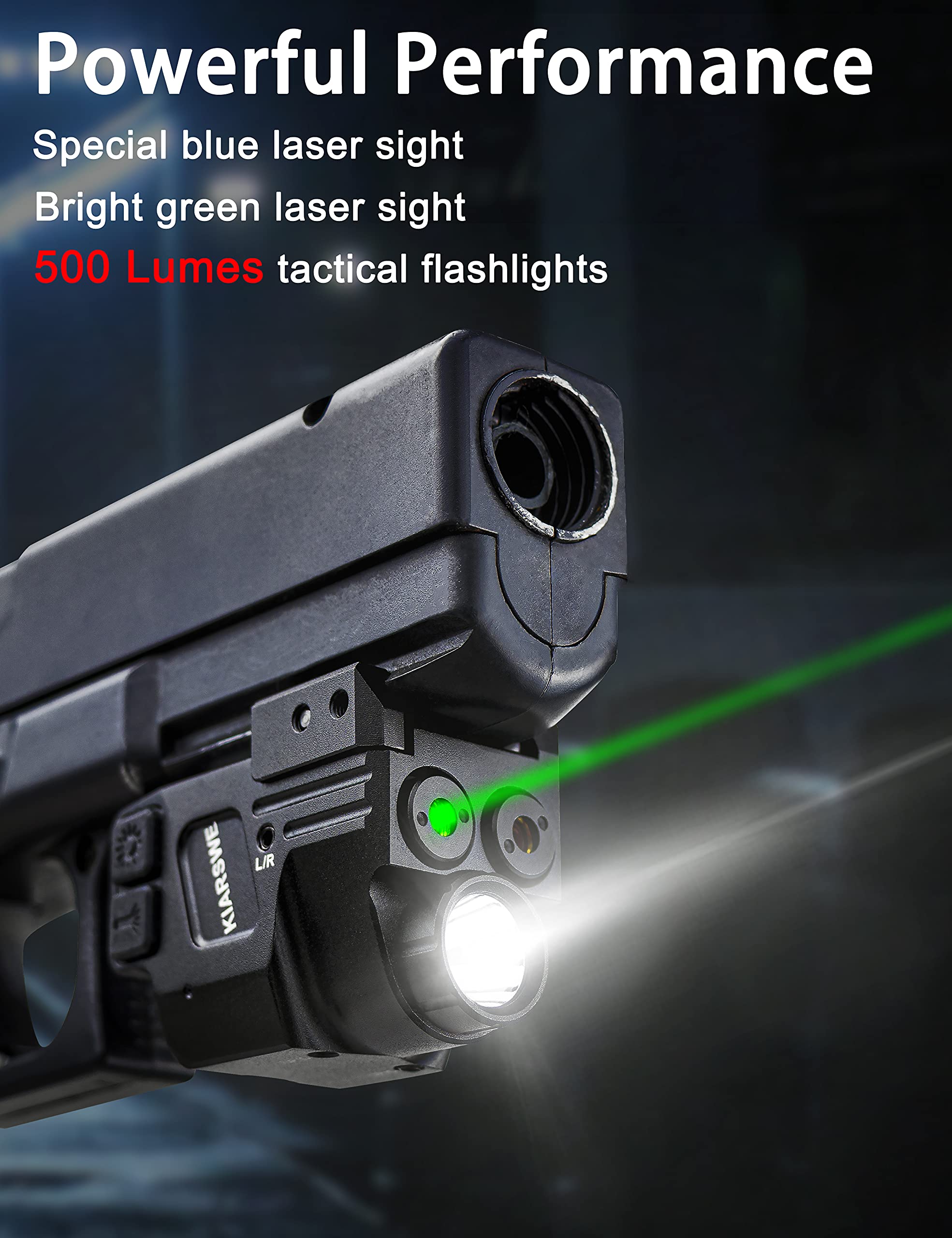 Kiarswe Blue Laser for Pistol, 500 Lumens Blue Beam for Pistol, Compact