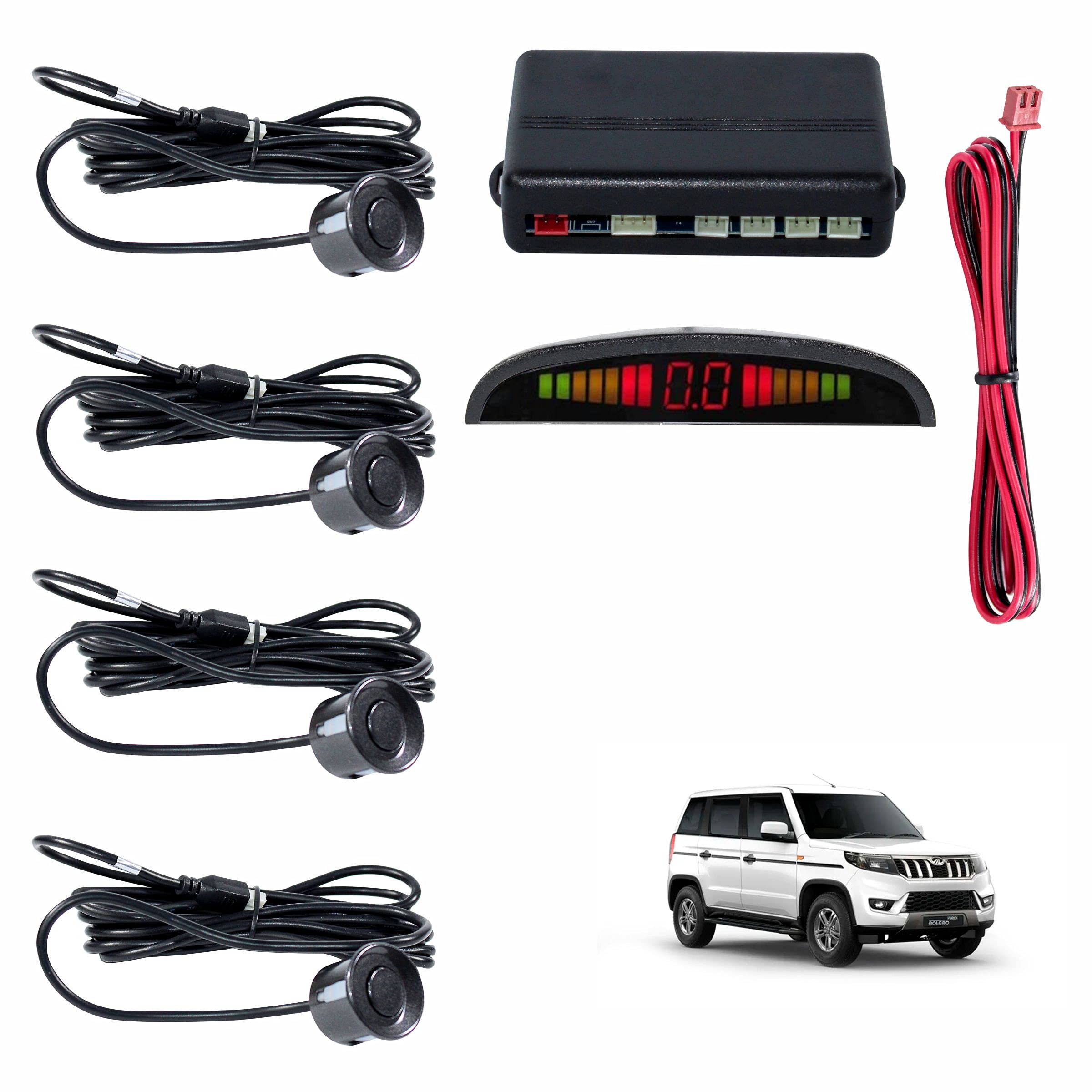 Asryd Car Reverse Parking Sensor with LED Display 4 Sensor Reverse Parking Auto Radar Detectors For Mahindra New Bolero 2021 (Black)-image-17