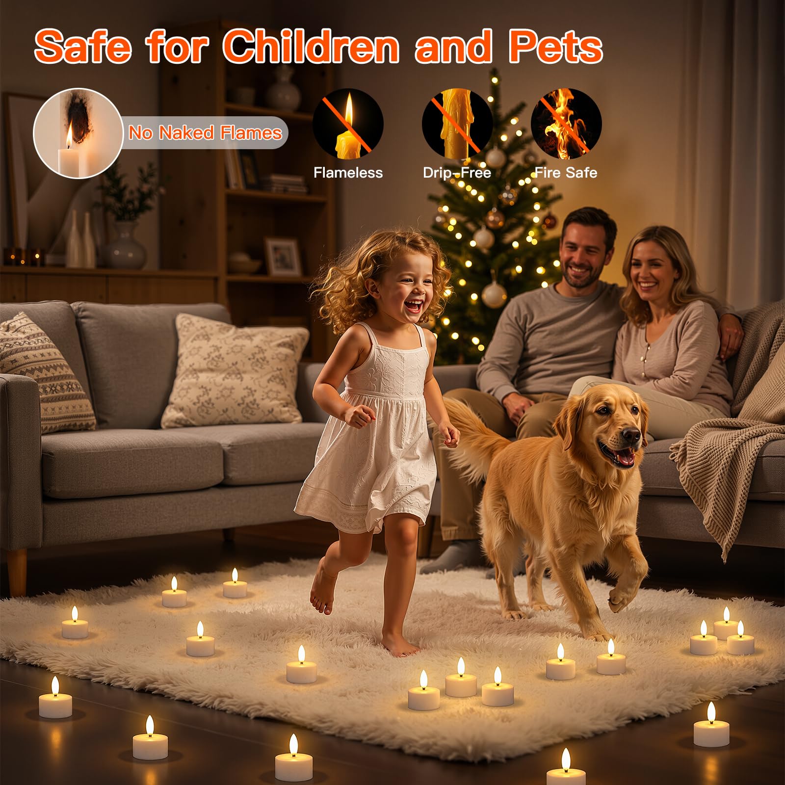 Ketom 12 lumini a LED senza fiamma, funzionamento a batteria, colore bianco