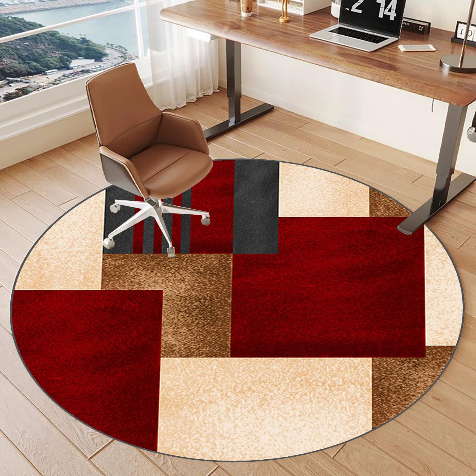 Tkuhknag Desk Chair Mat for Carpeted floors, Office Chair Mat for Hardwood Floor Round Gaming Chair Mat 90 cm, Low/Medium Pile Carpet Protector Chair Mat Easy Glide, Chair Mat for Wooden Floors