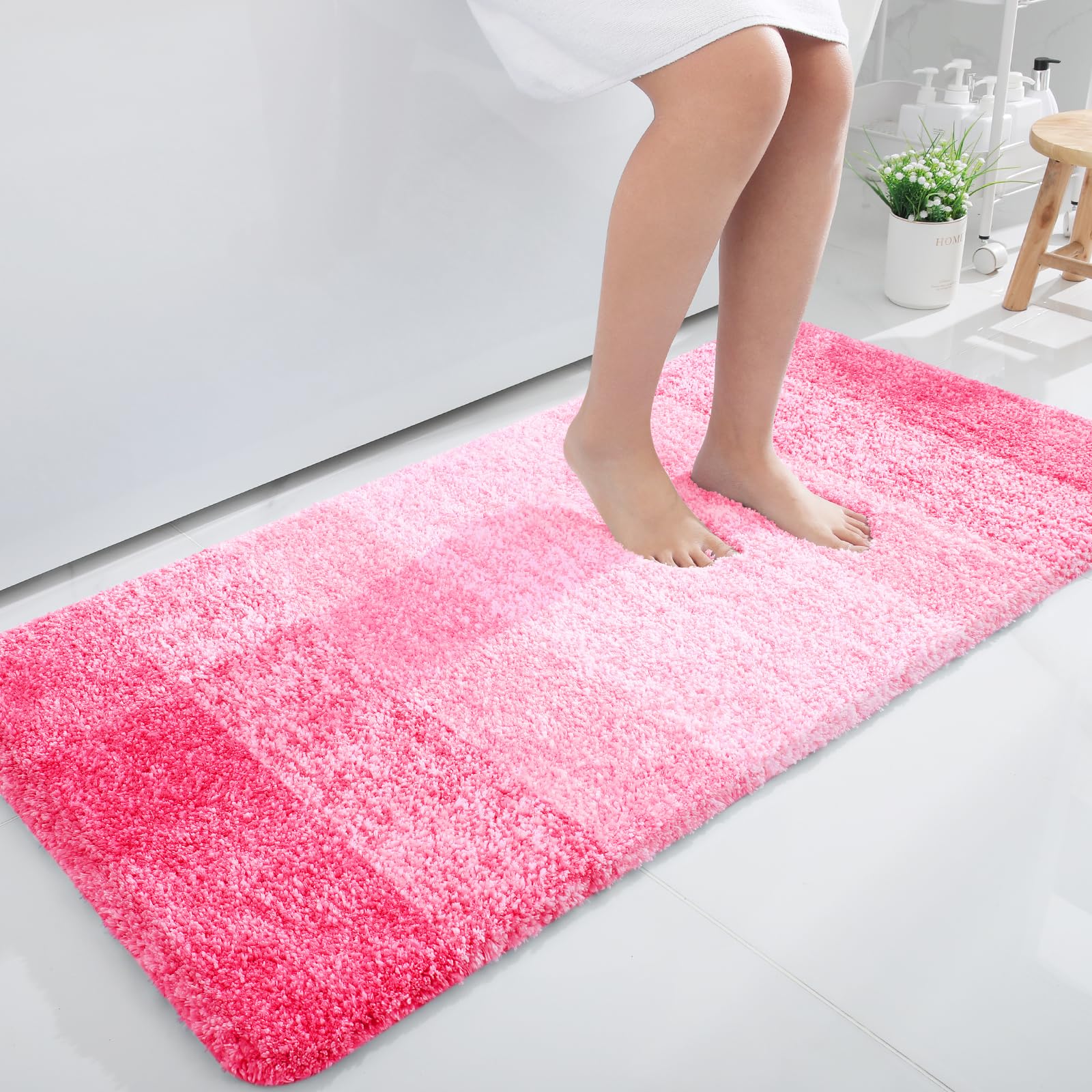 OLANLY Bathroom Runner Rugs 44x24, Extra Soft Absorbent Microfiber Bath Rugs, Rubber Backing, Quick Dry, Machine Washable Bath Mats for Bathroom Floor