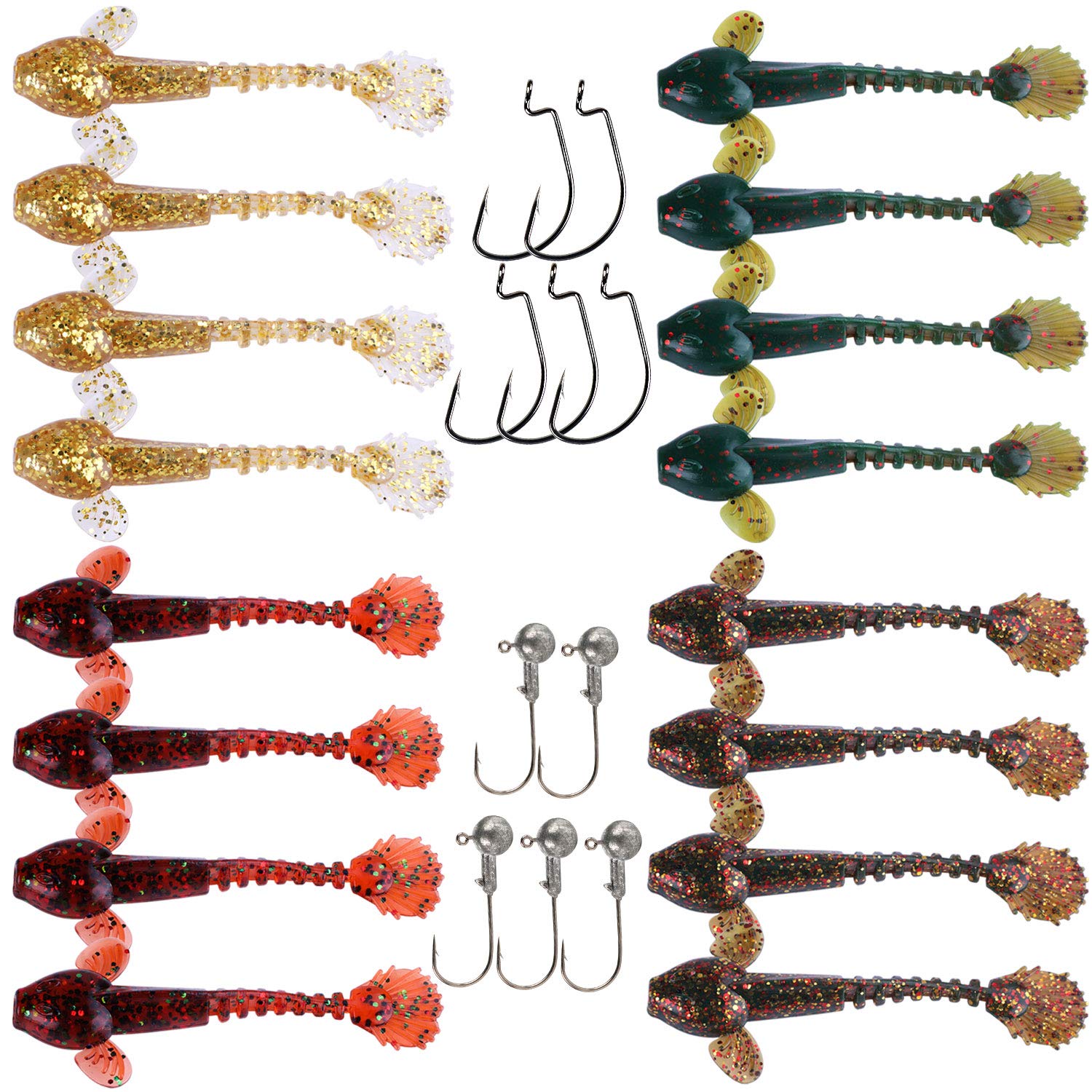 Soft Fishing Lures for Bass Walleye Trouts Goby Bait and Sculpin Plastic Lures with Fishing Hooks for Freshwater and Saltwater