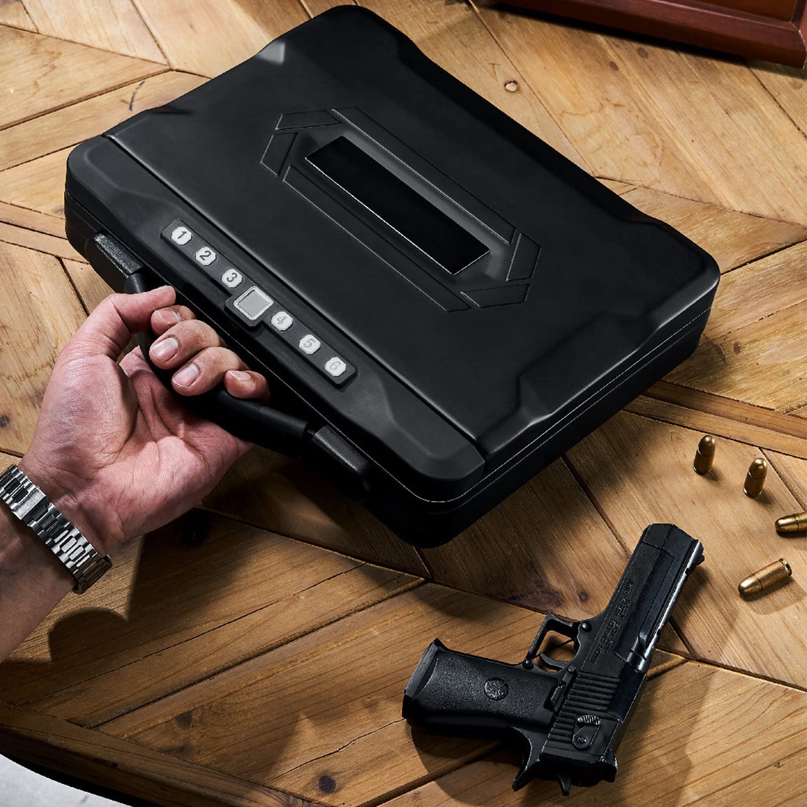 VEVOR Coffre-Fort pour 2 Pistolets et 2 Chargeurs, Coffre pour Armes Verrouillable, 3 Façons d