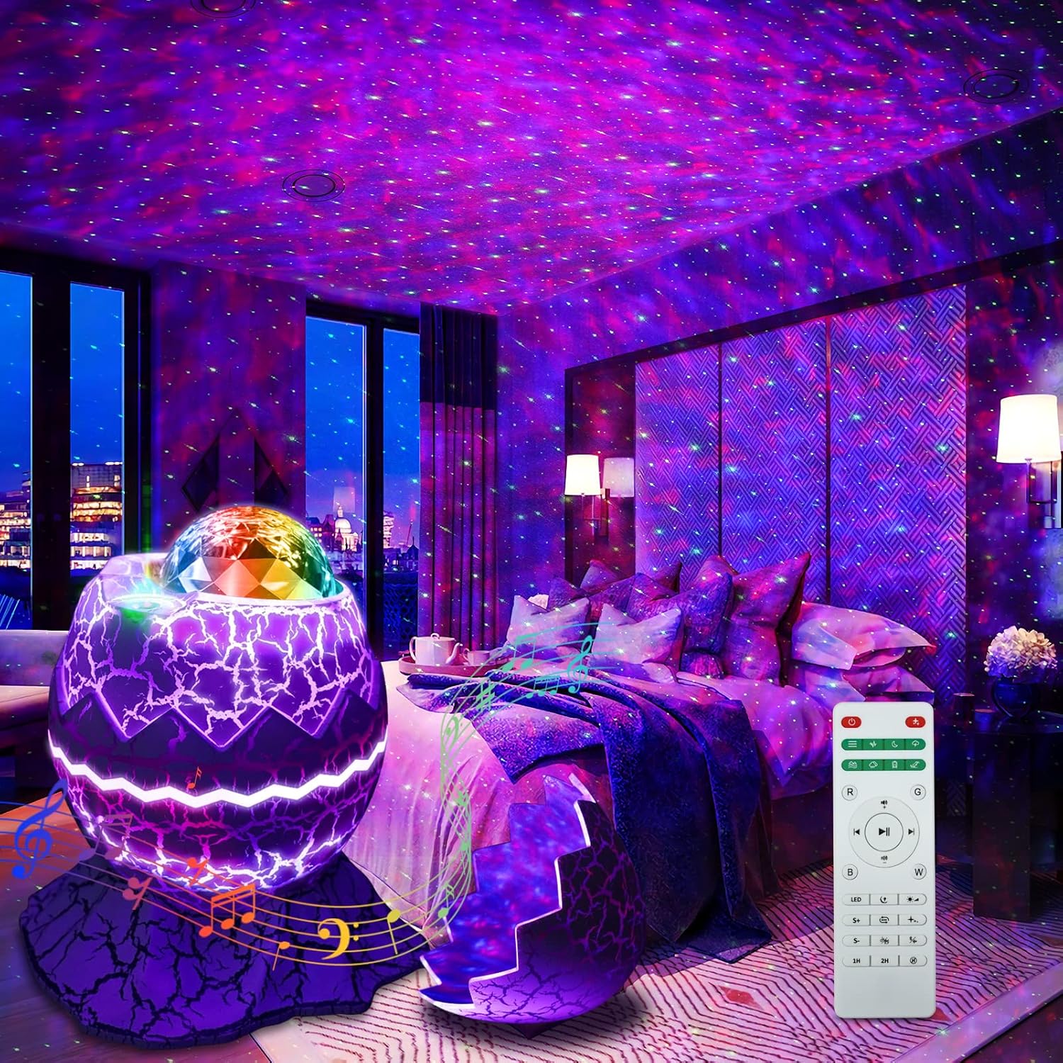 Rossetta Star Projector, Galaxy Projector LED Lights for Bedroom, App Control Projector with Bluetooth Speaker and White Noise, Night Light for Kids Adults, Christmas, Party, Ceiling, Room Decor Star Projector 3.0