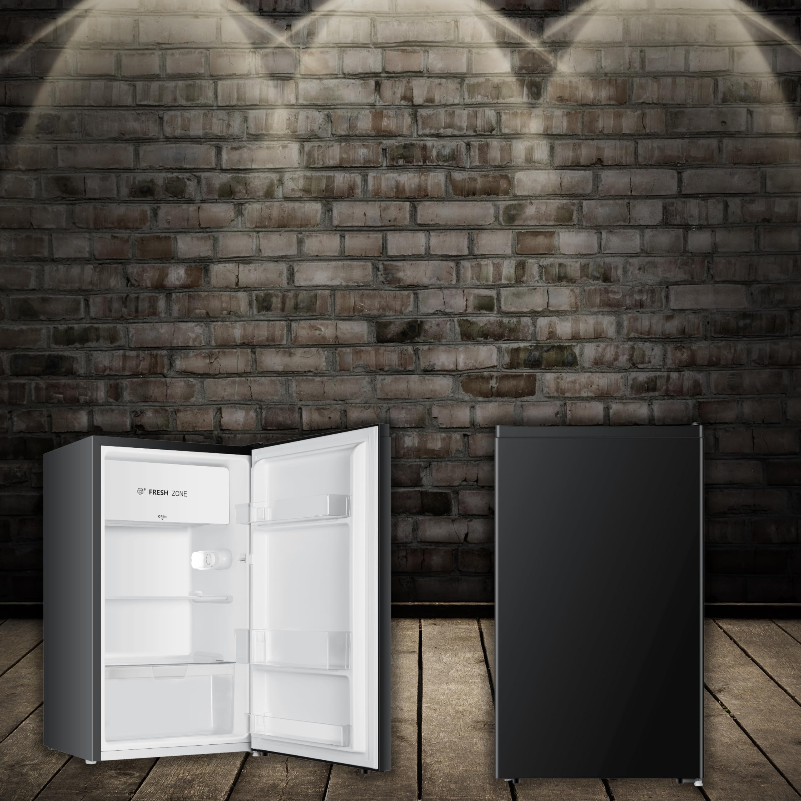 PKM KS93EB Réfrigérateur avec zone de stockage à froid | 94 l | Noir | Très silencieux avec 36 dB | Butée de porte interchangeable | 1 tiroir à légumes | Largeur 47,5 cm | Thermostat réglable | Classe