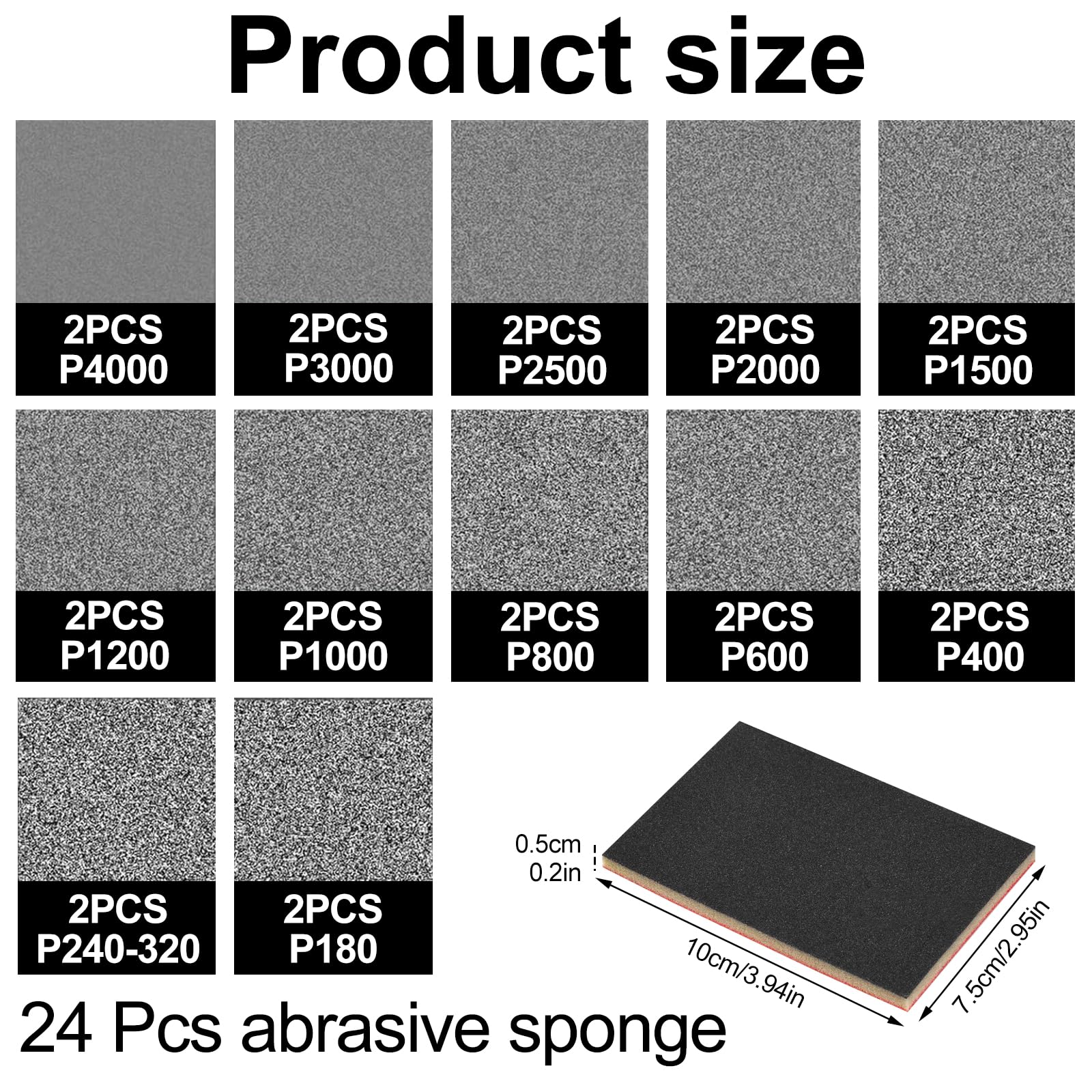 Lot De 24 éponges Abrasives Grain P180 à P2500 Ultra Fines Pour Gravier