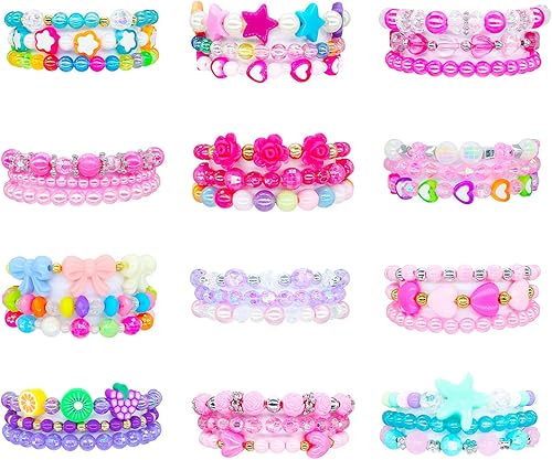 Elesa Miracle Juego de 36 pulseras de cuentas para niñas y adolescentes, juego de pulsera de juego de simulación, Policarbonato, No es una piedra