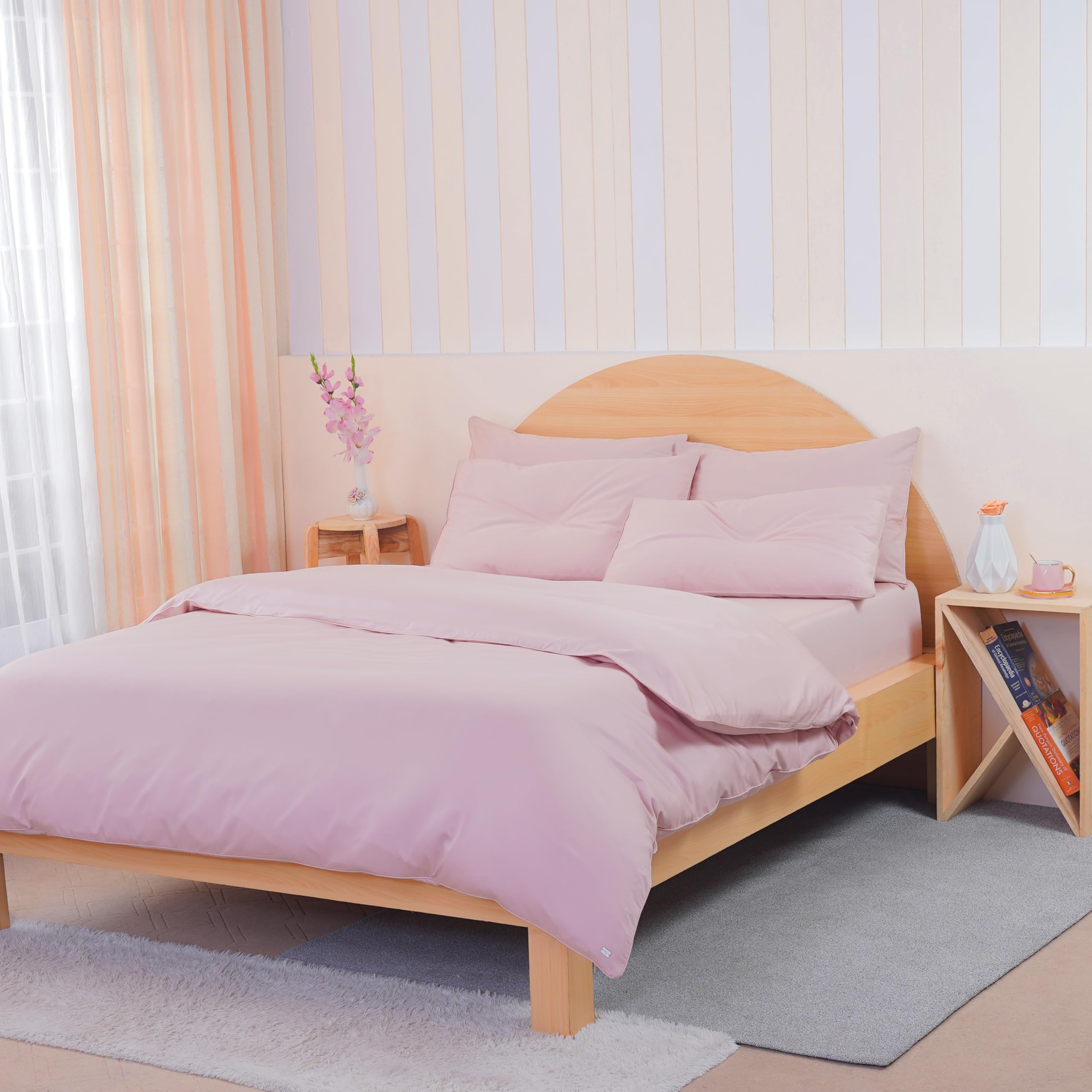 Sheet Story Blush Bamboo Double Duvet Cover Sets - 400 Thread Count - Double Duvet Cover With Pillowcases - Luxuriously Soft And Hypoallergenic - Pink