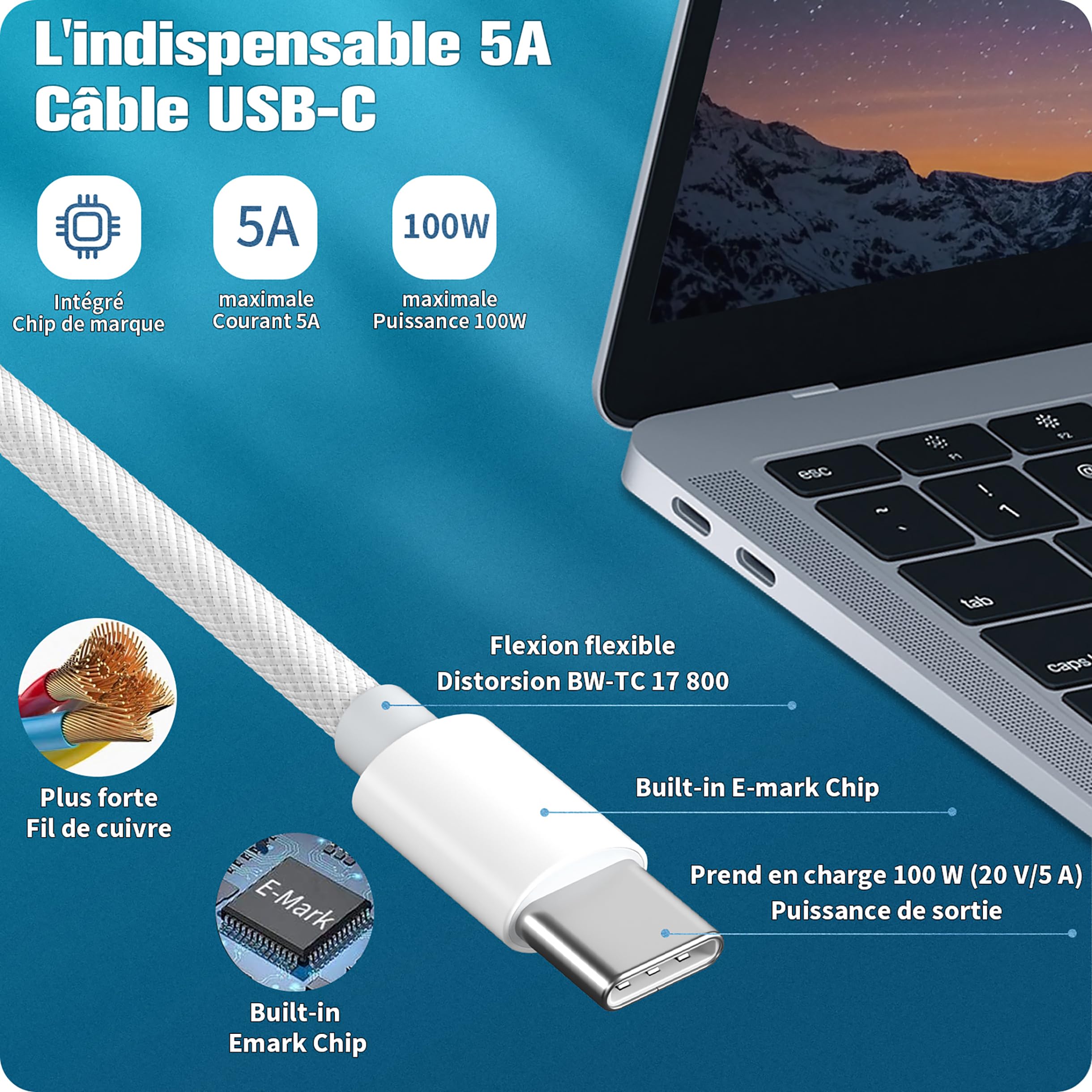 Caricatore MacBook 96W Con Cavo USB-C A T-Tip 2M - Compatibile Con MacBook Air/Pro M3/M4 - Foto 6