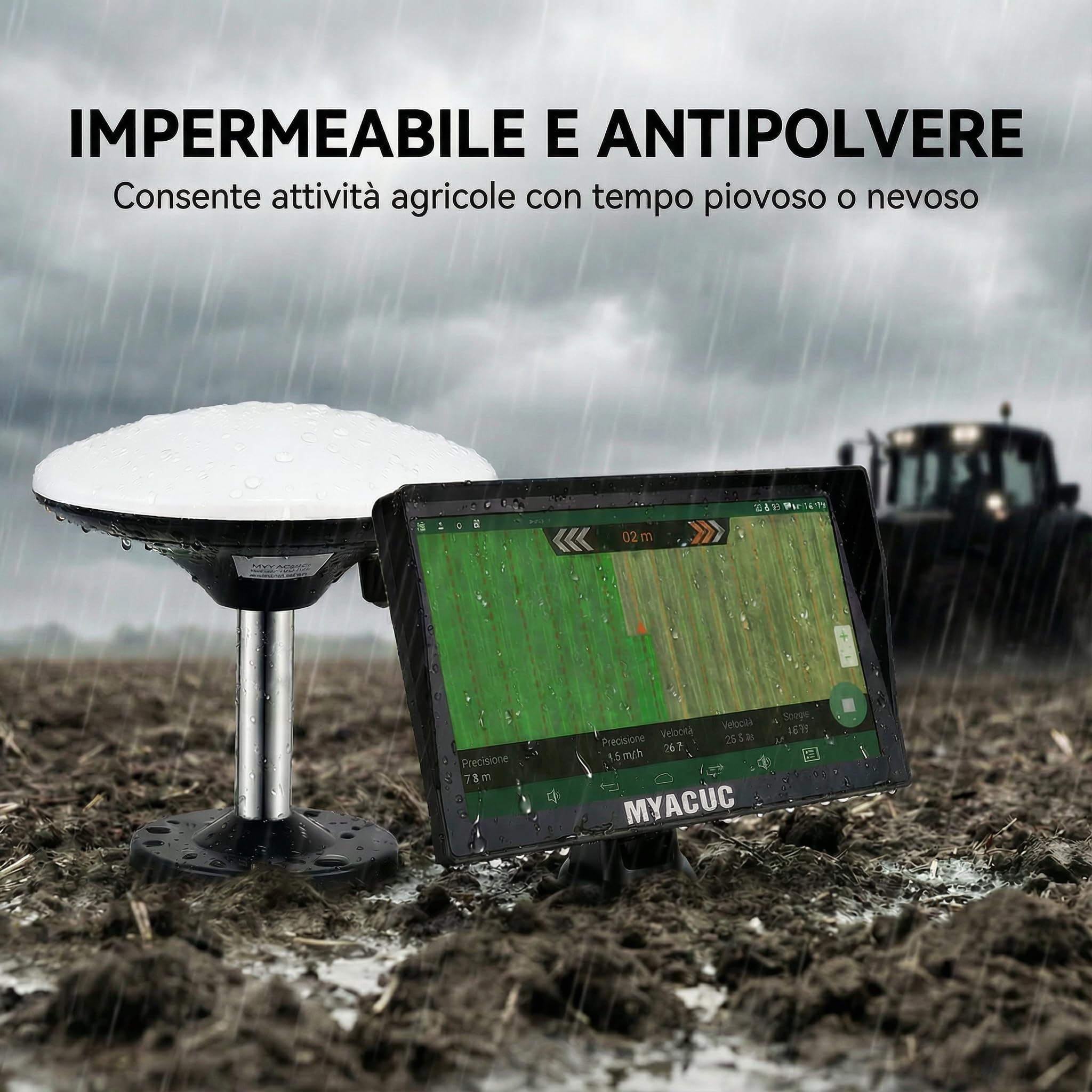 Navigatore GPS per Trattore per l’Agricoltura di Precisione, Navigatore Agricolo GNSS con Schermo Touch da 9", Adatto a Irrorazione, Aratura e Semina, Posizionamento Automatico