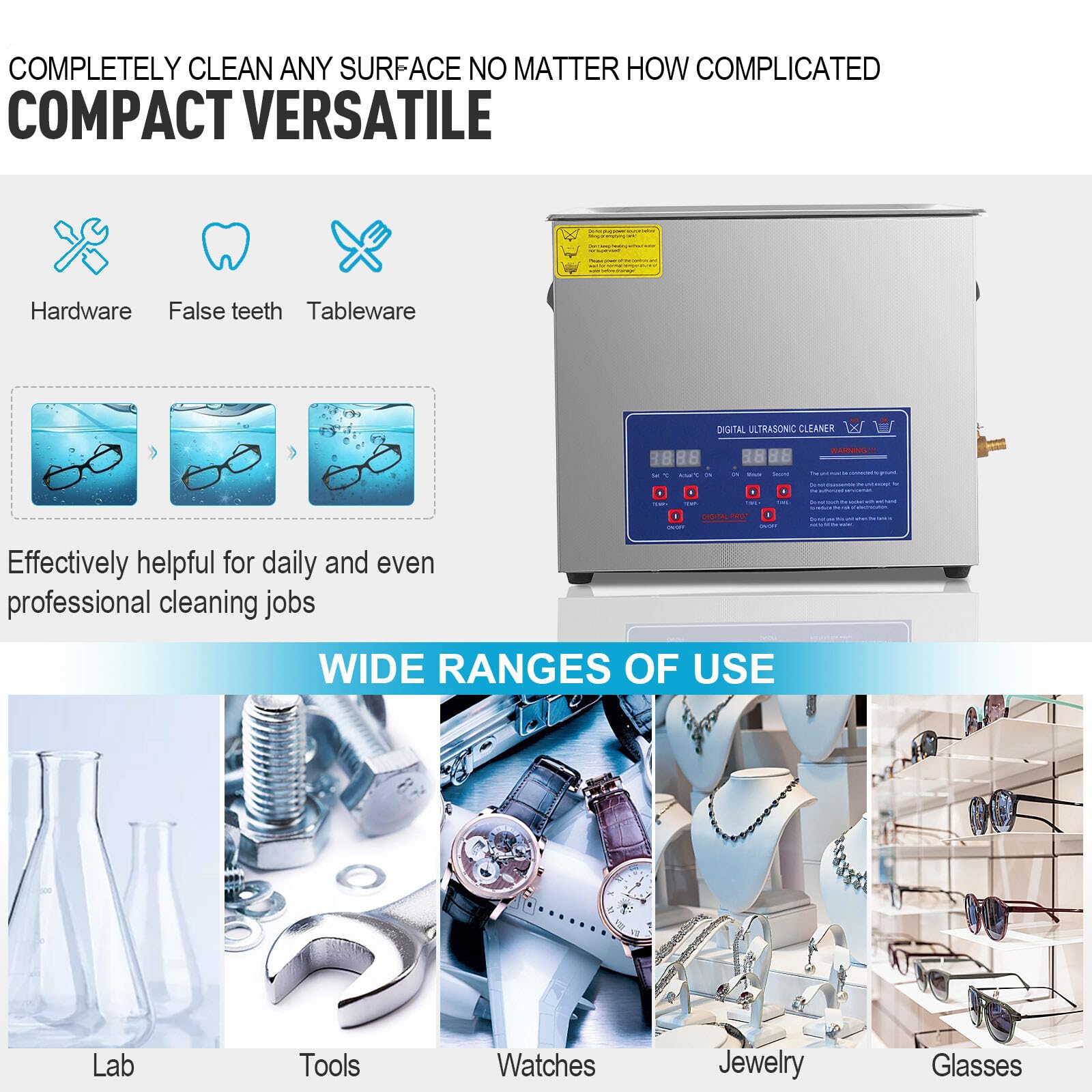 TOPDEEP 10L Ultraschallreinigungsgerät, 240W Ultraschall Professioneller digitaler Labor-Ultraschallreiniger mit Heizfunktion und Timer zur Reinigung von Bauteilen und Instrument