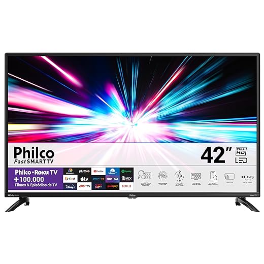 Smart TV 42" Philco com Roku e Dolby