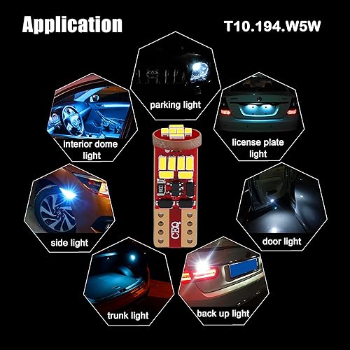 Miniatura 3 de 10 mini bombillas LED 168 194 para matrícula, cúpula, mapa, luces de maletero, 6000 K, xenón blanco 2825 W5W 175 161 2821 interiores, exteriores T10