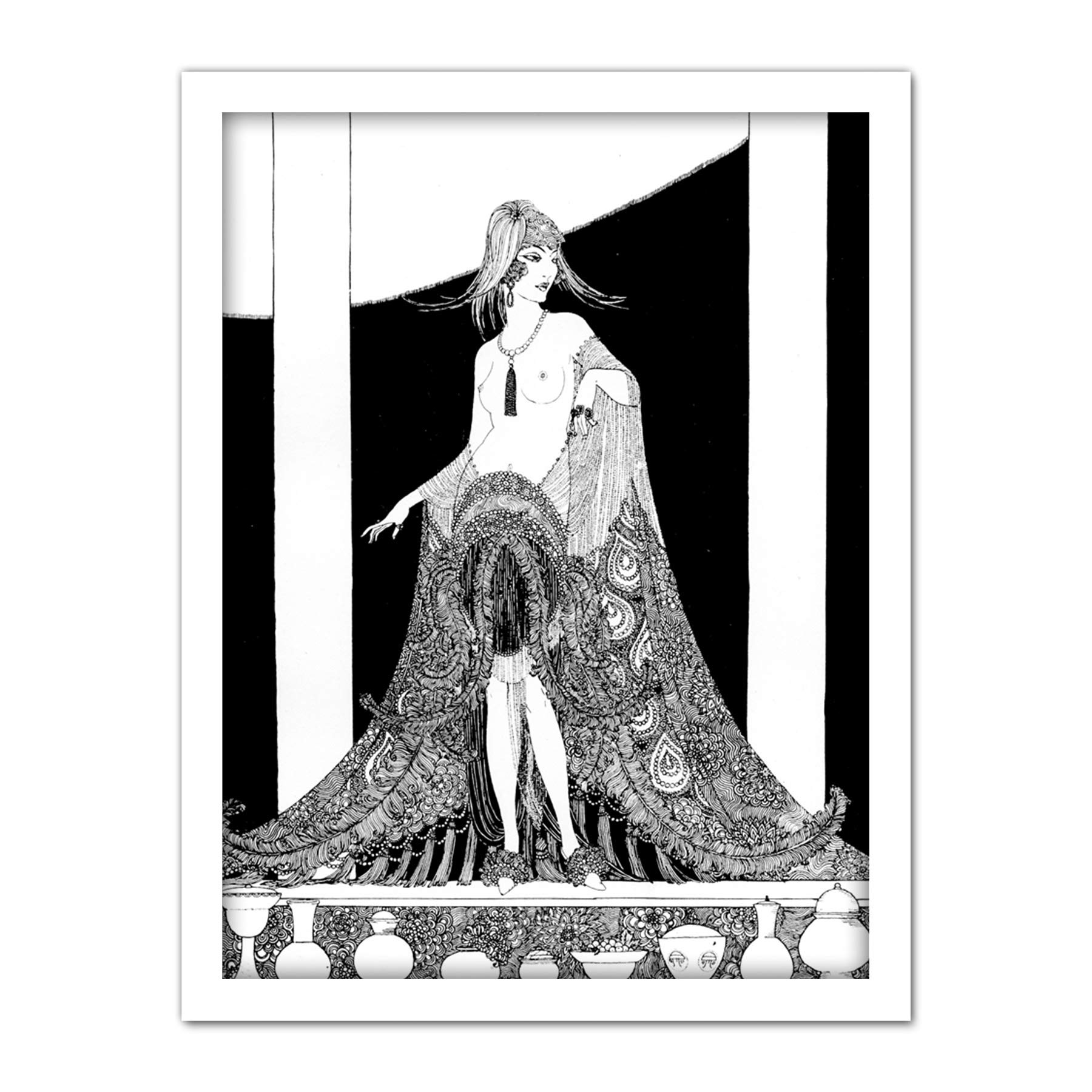 Wee Blue Coo Art Deco Woman Portrait Artwork Framed Wall Art Print 18X24 Inch