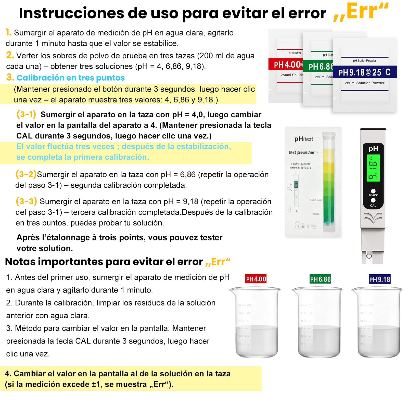 Medidor de pH de alta Precisión ± 0,01 para Piscina y Agua Potable con Pantalla LCD