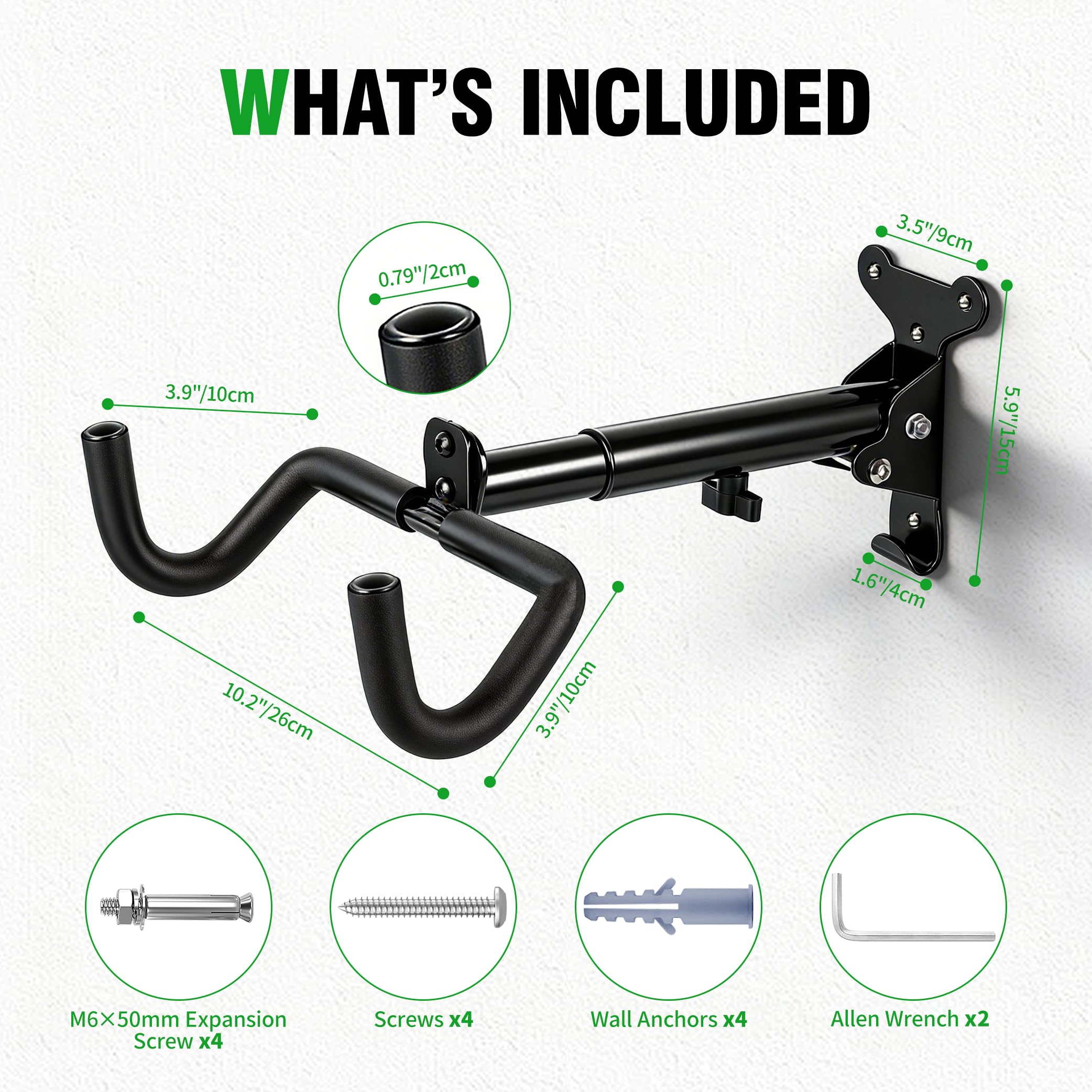Fahrrad Wandhalterung, Fahrradhalterung Wand bis 25kg Tragfähigkeit, Winkel und Wandabstand Einstellbar, Fahrradaufhängung mit Extra Softe Polsterung für MTB, Rennrad, E Bike