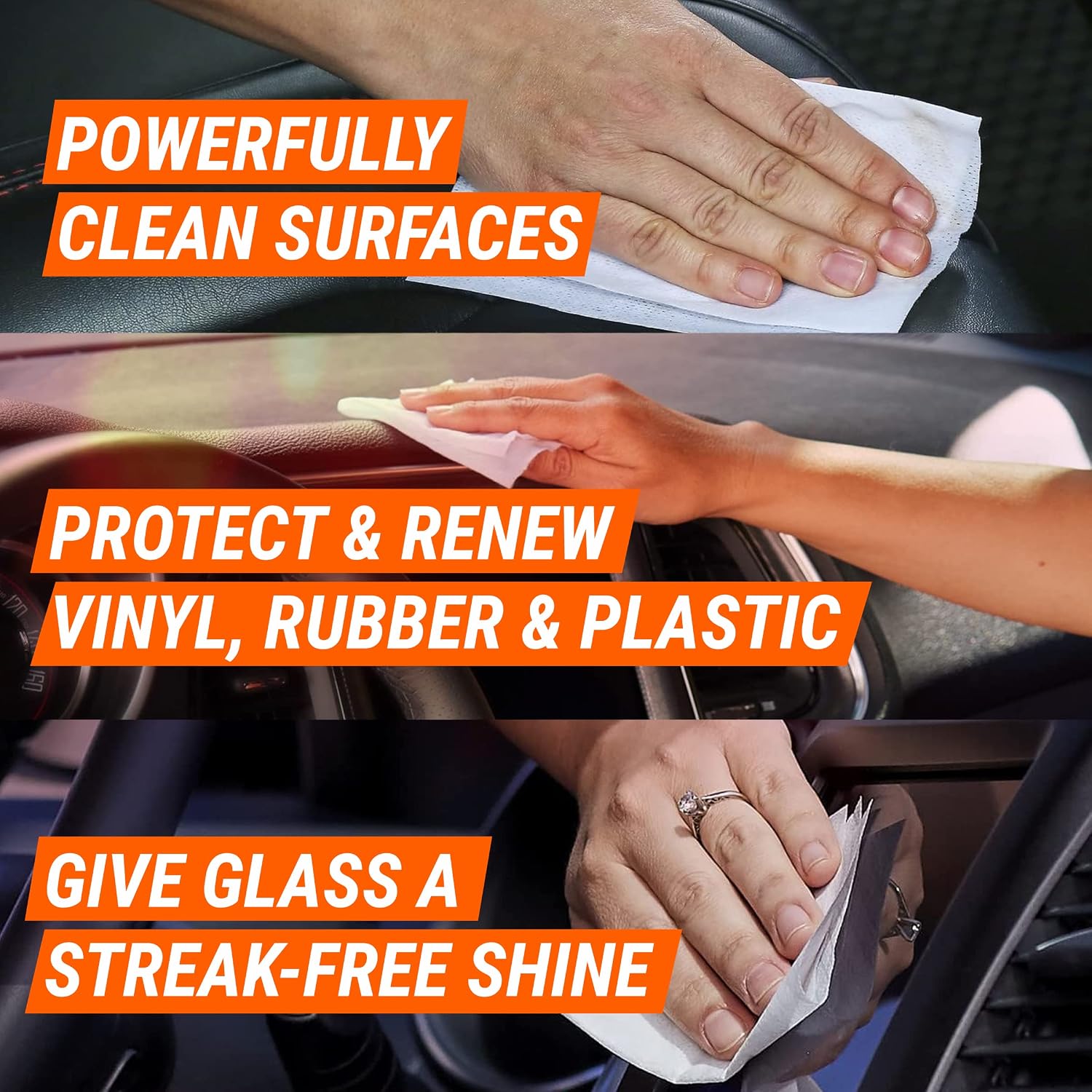 Armor All Car Wipes Multi-Pack by Armor All, Cleans Vehicle Interior and Exterior, Includes All Protectant Wipes, Armor All Glass and Armor All Cleaning Wipes, 3-Pack, 30 Wipes Each