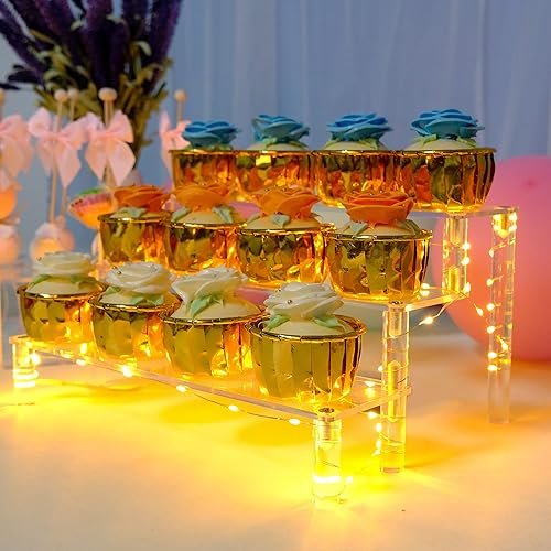 Miniatura 7 de YestBuy - Exhibidor de tartas - Estante de 3 niveles para tartas - Soporte acrílico multifuncional y duradero - Accesorios de montaje incluidos -