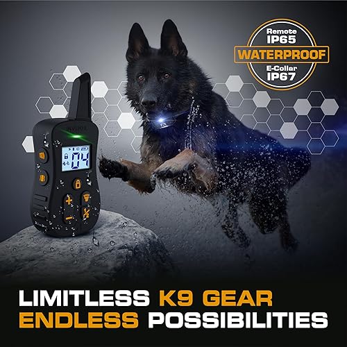 Miniatura 3 de INVIROX Collar de choque para perros Ultra K9 124 niveles de entrenamiento, 4 modos potentes con luz nocturna y rango de  de milla, collar de