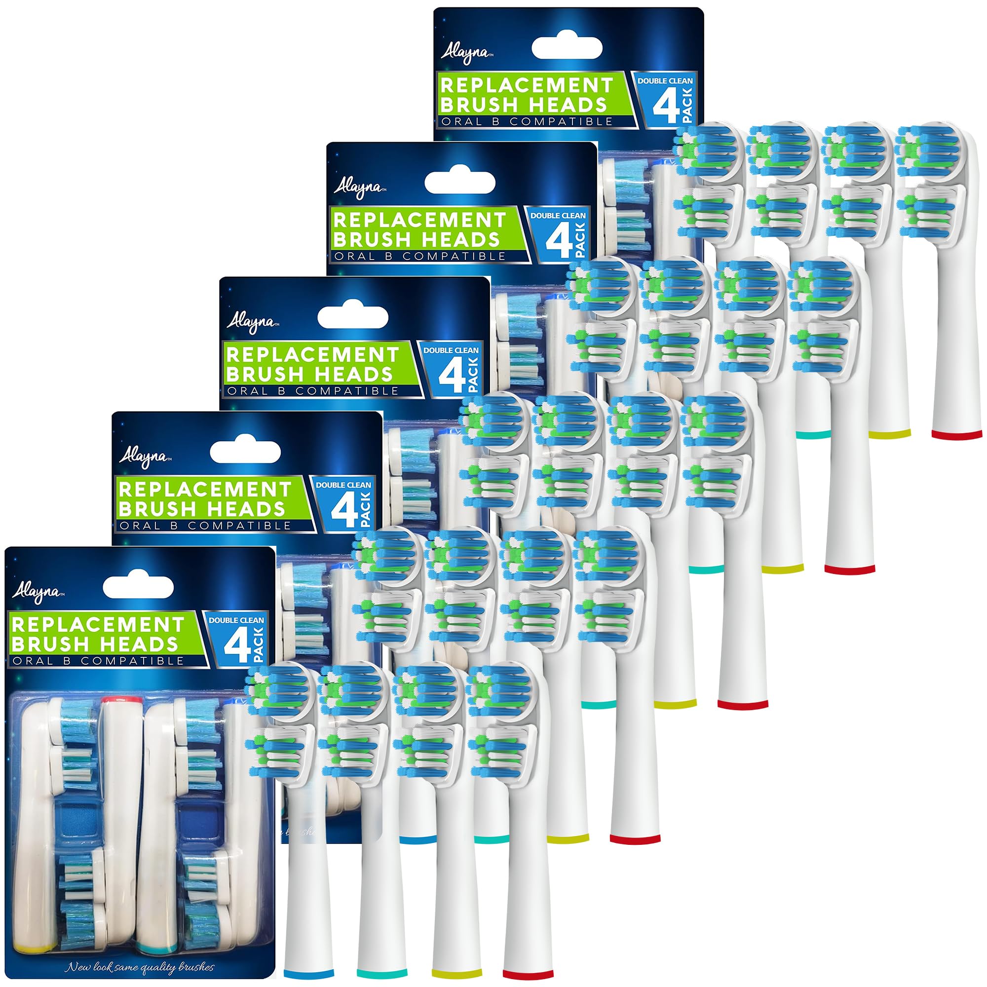 Cabezales de cepillo de repuesto compatibles con OralB Braun - Best Double Clean, paquete de 20 cabezales de repuesto para cepillo de dientes eléctrico Oral B Pro, 1000, 8000, 9000, adultos, niños