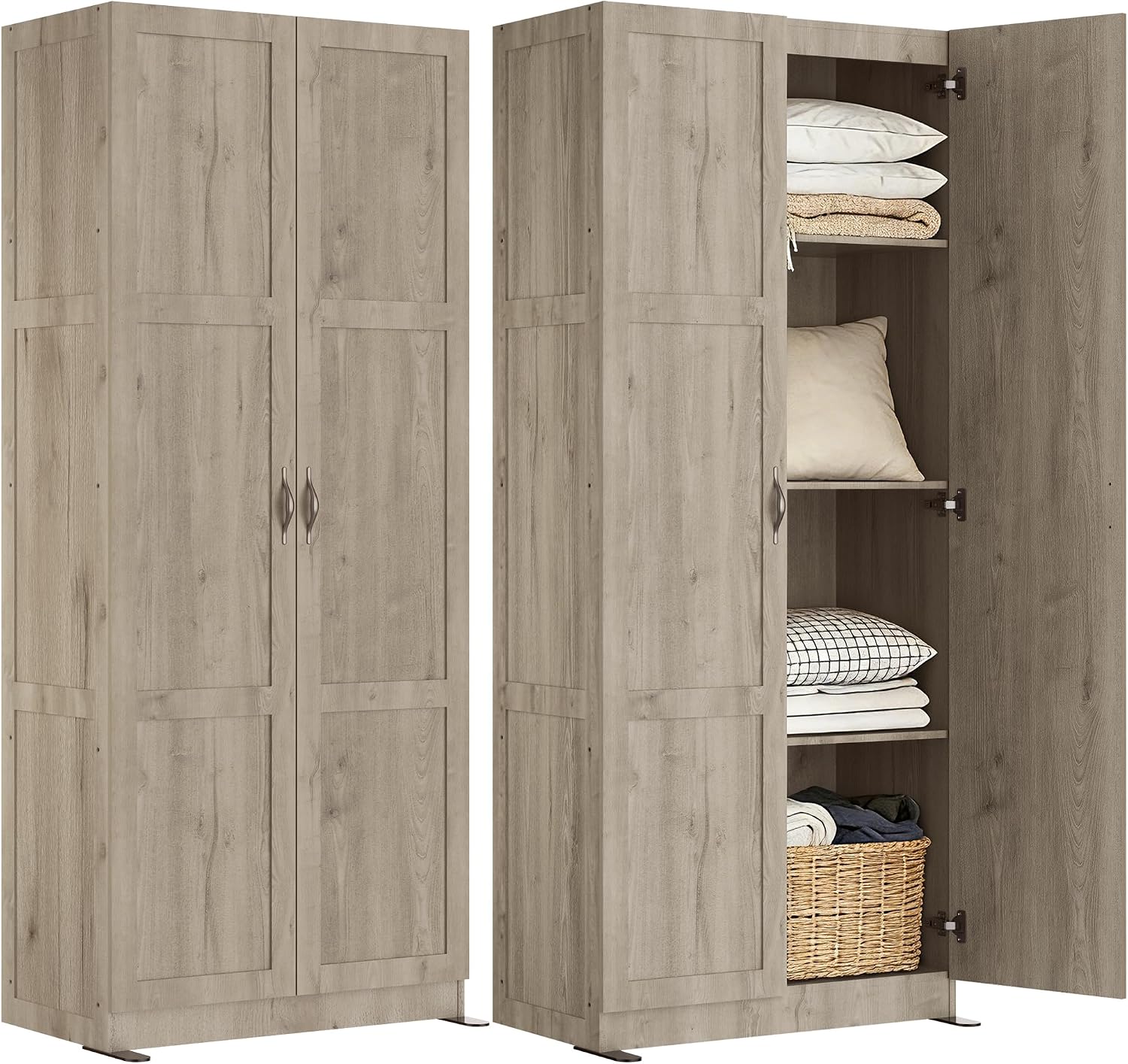 DUMOS Tall Storage Cabinet with Doors and Shelves, Kitchen Pantry Cabinet