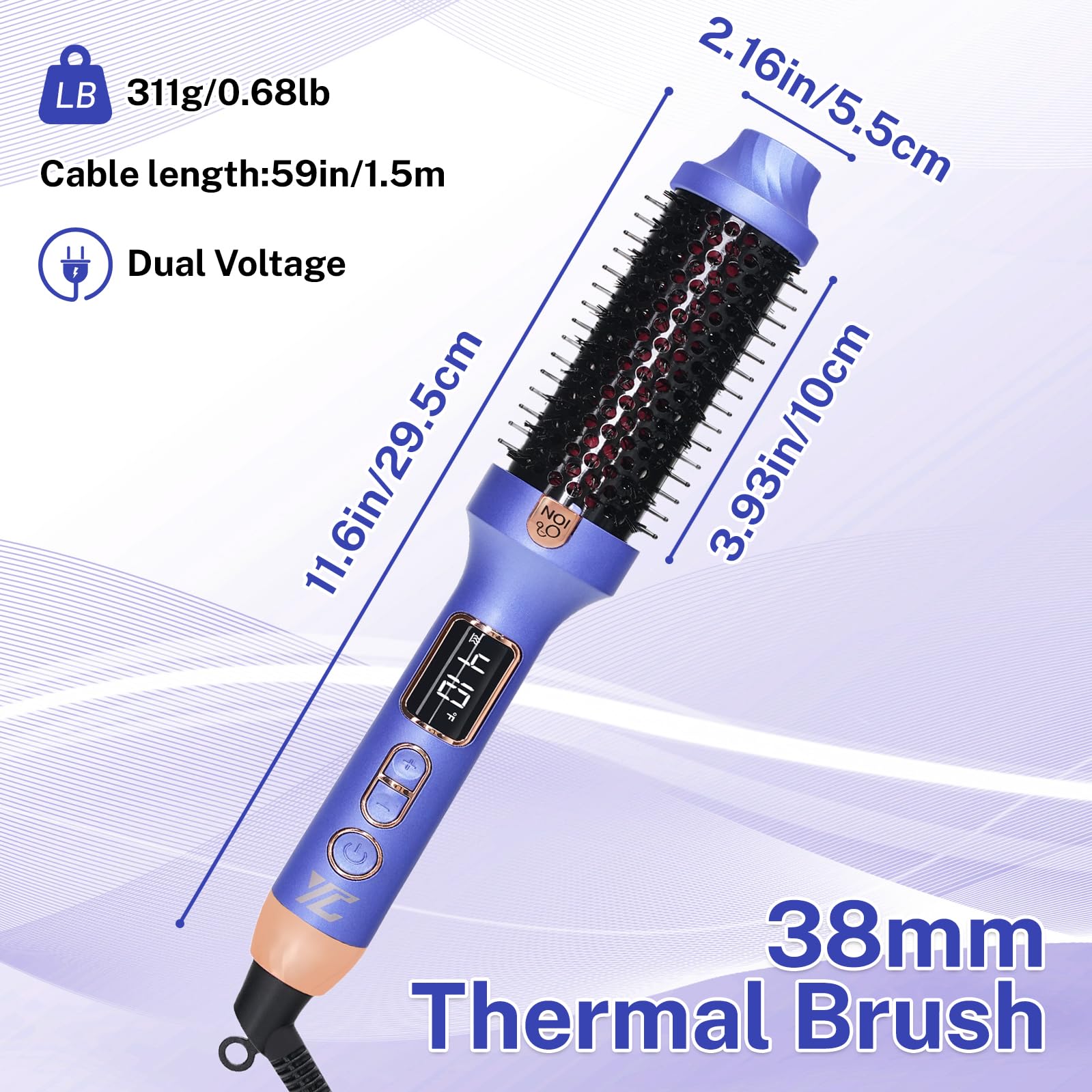Negative Ion Infrared Hot Brush Hair Volumizer, Purple
