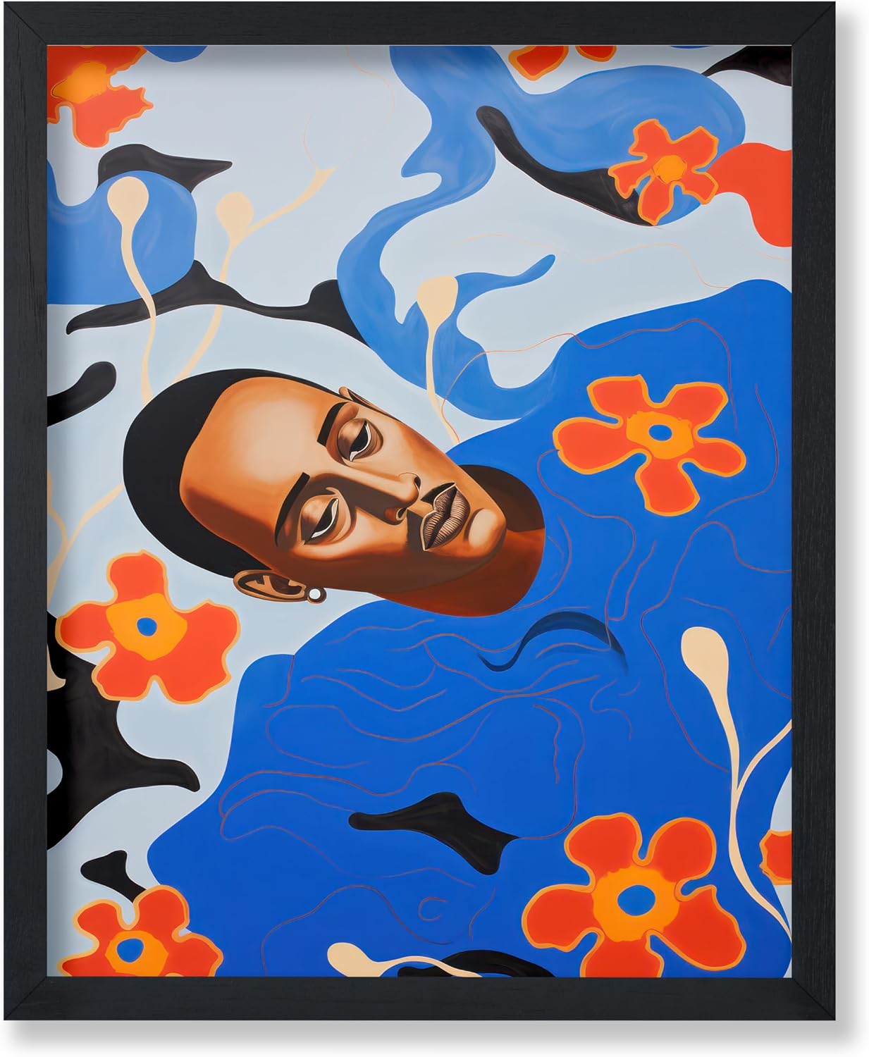 Poster Master Flower Print - Retro Man Portrait Poster - Modern Floral Art - Trendy & Abstract Wall Design - Chic Boho Art - Aesthetic Living Room or Office Decor - 8x10 UNFRAMED Wall Art
