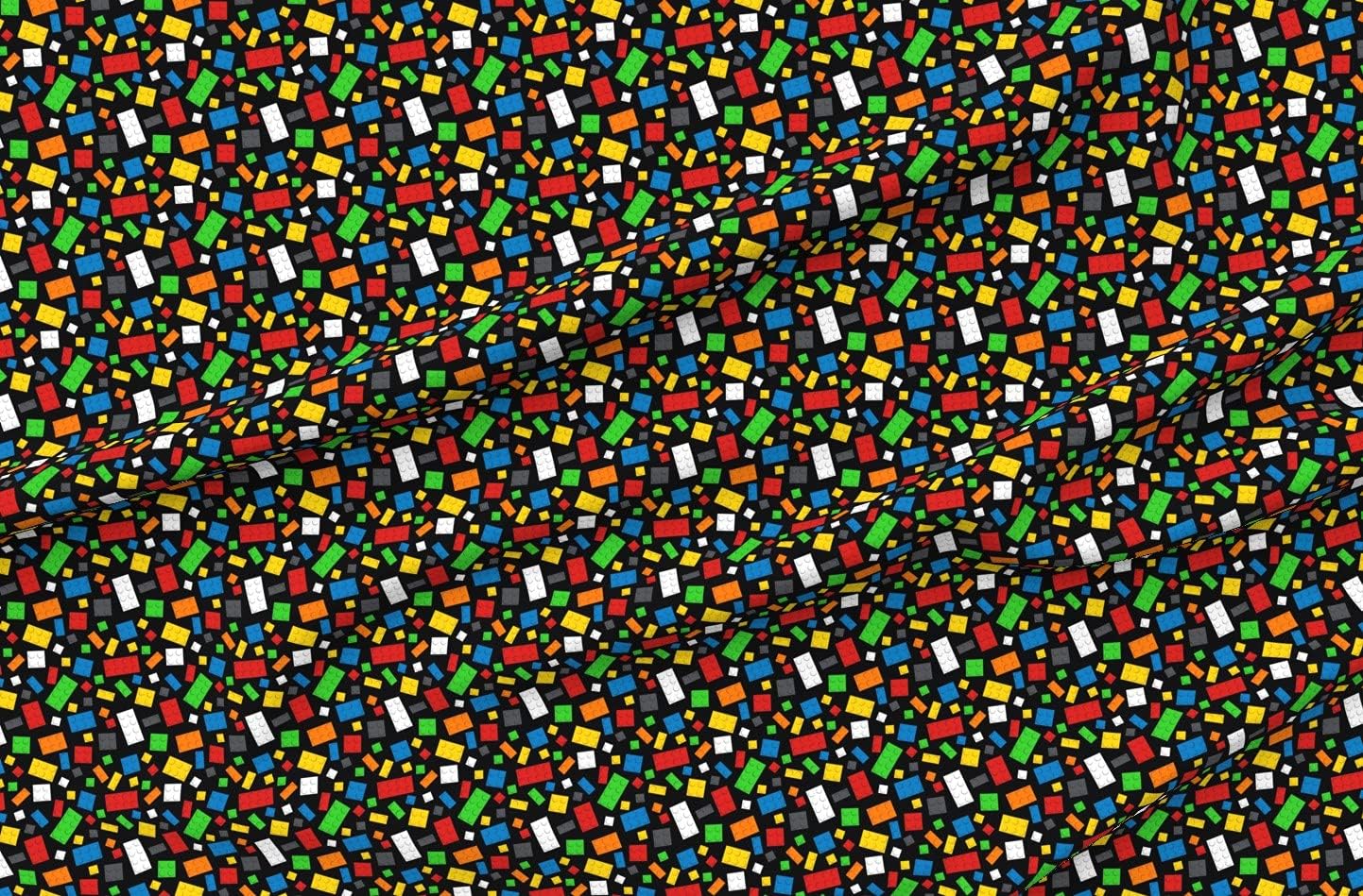 Spoonflower Fabric - Building Brick Scatter Green Blue Yellow Red Block Toy Printed on Minky Fabric by The Yard - Sewing Baby Blankets Quilt Backing Plush