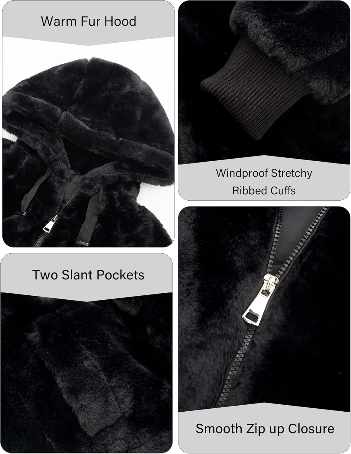 Bellivera Women's Faux Fur Coat Shearling Fluffy Fuzzy Shaggy Hood Sherpa-Lined Fleece Jacket - Image 5