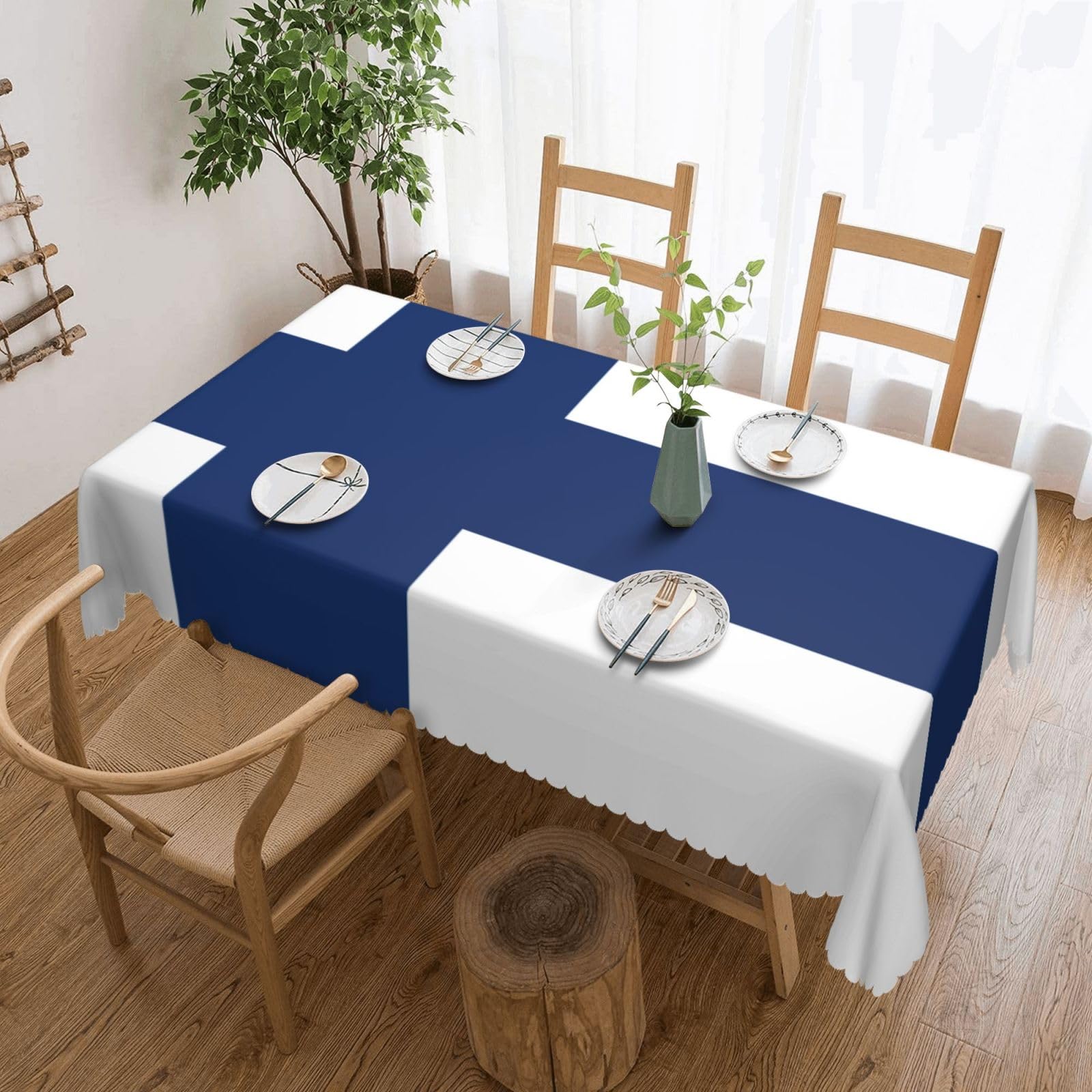 SMAZDFXX Finland Flag Finnish 54 x 72in Table Cloth,Polyester Rectangle Tablecloth for Kitchen Dining