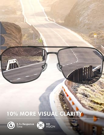 Luenx Aviator Polarized Sunglasses for Men: Square UV400 Driving | Big Head Fit,Polygon Shades,Lightweight,Adjustable Nose Pads,Anti-slip,Impact-resistant,Scratch-Resistant,Gift-Ready Set