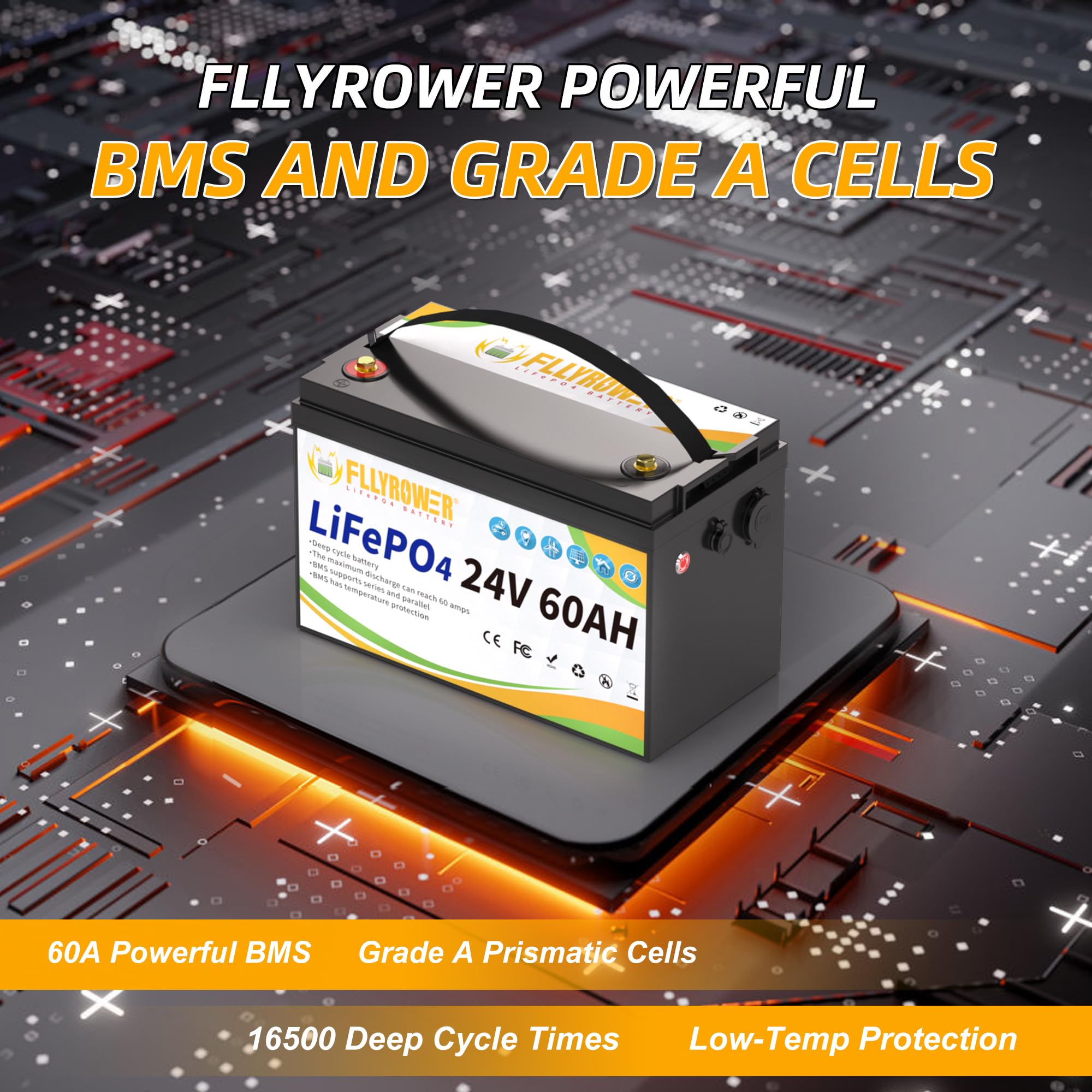 FLLYROWER 24v60AH リチウムバッチリー24フライパワー　エレキ Amazon.com: FLLYROWER 24V Lithium Battery 60AH With BMS and