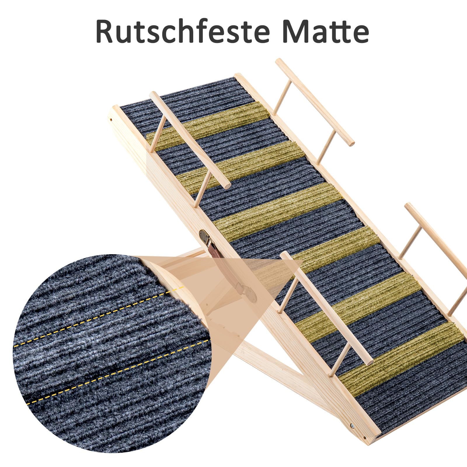Trintion Hunderampe Klappbare Hunderampe aus Holz HöHenverstellbar 30-60cm rutschfeste Haustiertreppe Für Hunde Und Katzen Hunderampe Klappbar HöHenverstellbare Haustiertreppe rutschfeste Rampe