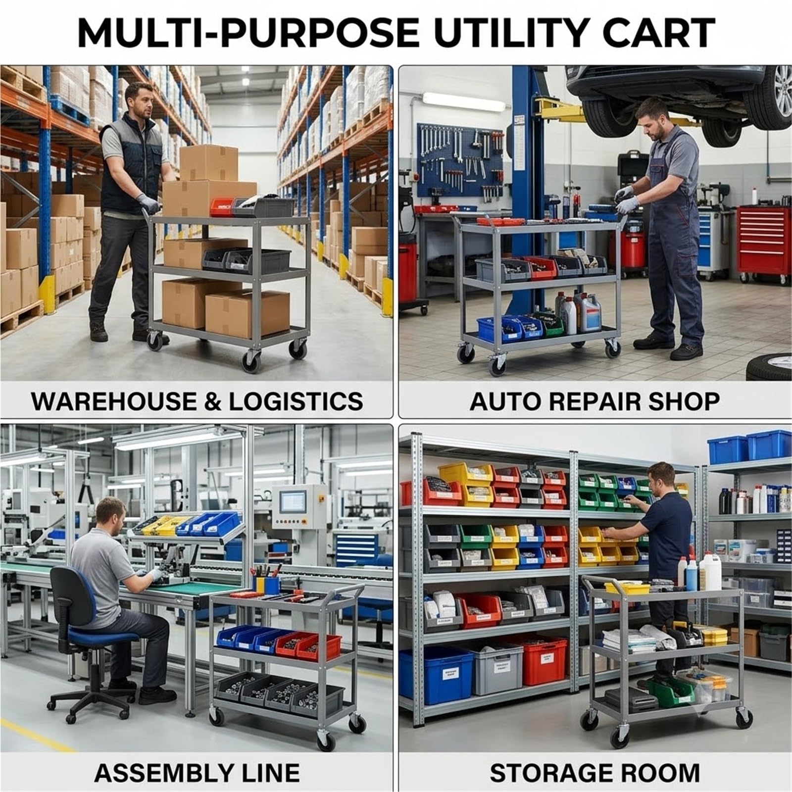 Banco Lavoro Mobile Antistatico Carrello Alluminio(B80x60cm) | Bordo Anticaduta| Pannello da 25mm | Tappeto dissipativo da 2mm |Ruote girevoli a 360° con freno |As
