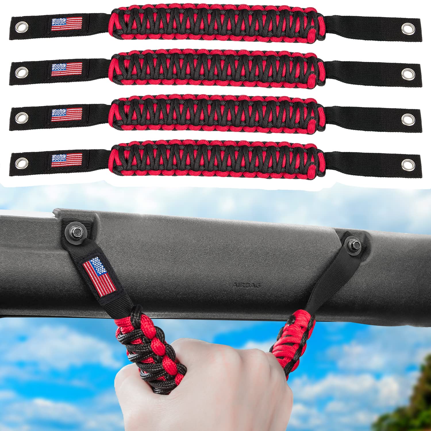 Poignées en paracorde Ford Bronco accessoires rouge drapeau USA