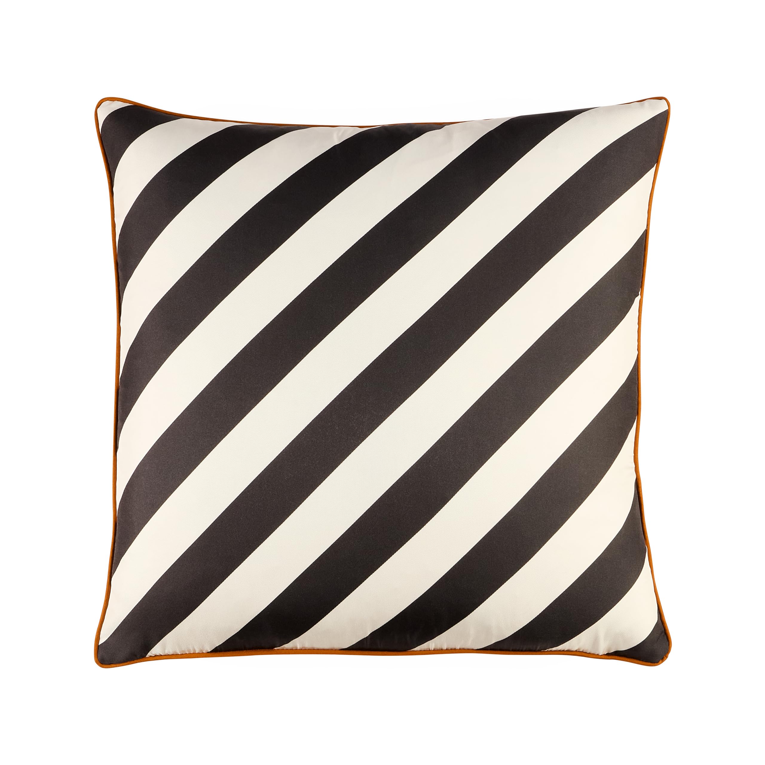 Jonathan Adler Cabana Black/Ivory Silk Pillow, Square