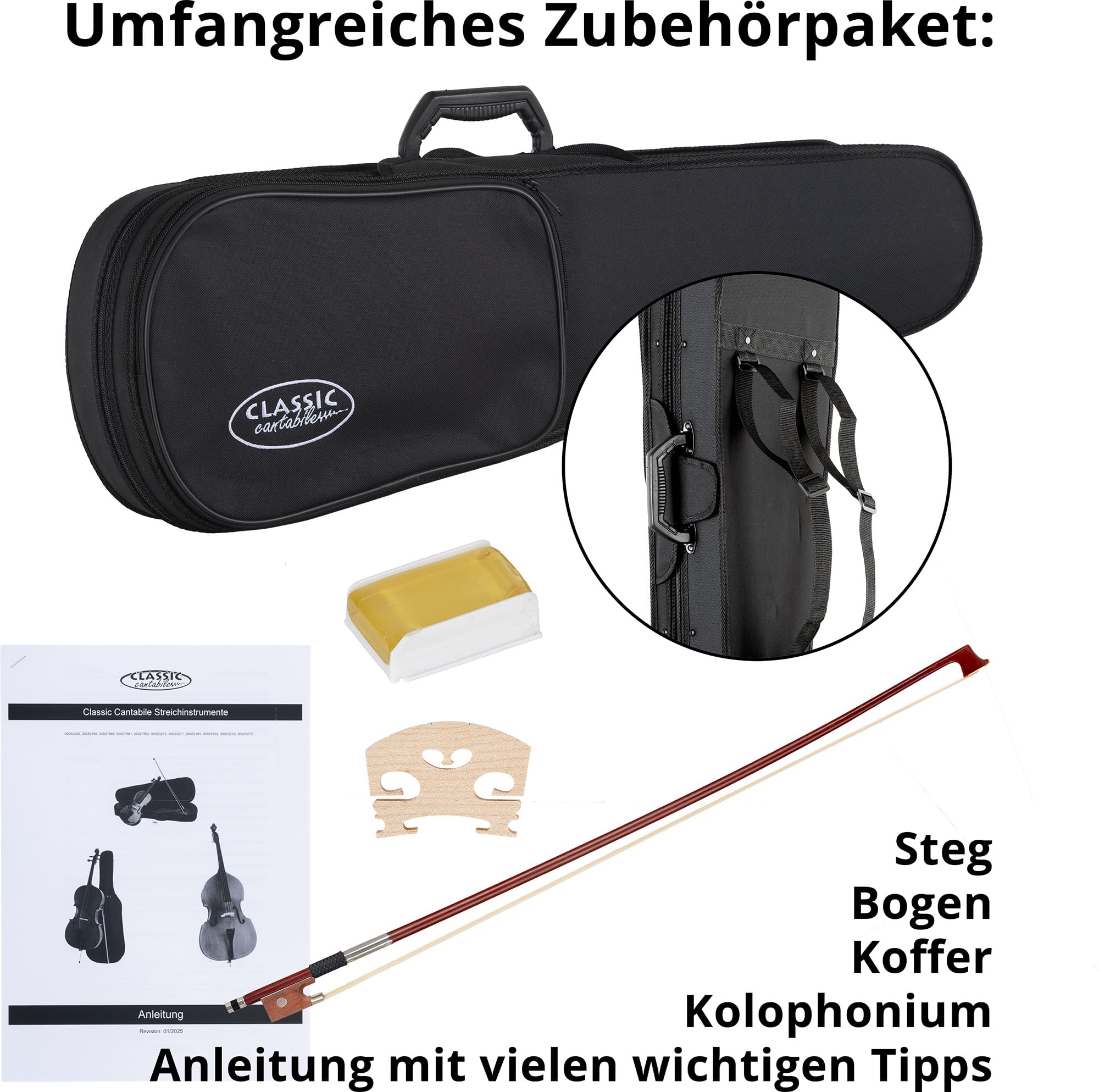 Classic Cantabile Violon étudiant 4/4 SET y compris colophane