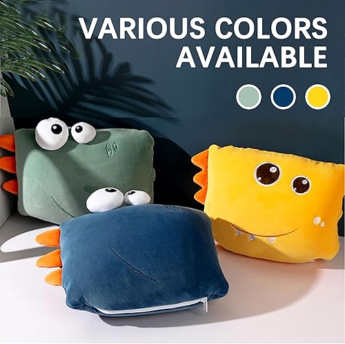 Miniatura 9 de qianliyer Almohada de viaje para niños, suave almohada de cuello de felpa transformable 2 en 1 para viajes en avión y automóvil, adorable