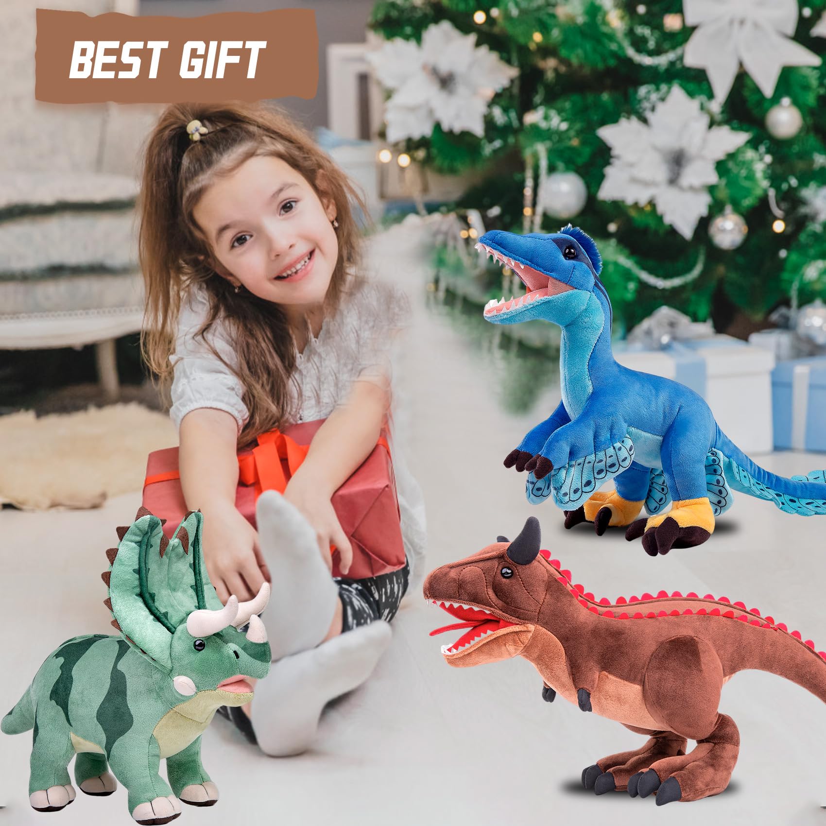 Tiny Heart Microraptor Dinosaur Stuffed Animal Realistic Dinosaur Plush Toy Lovely Cute Soft Gifts Dinosaur for Kids Boys and Girls Bedtime Companion Plushie Collection Interactive Play blue 18” - Image 4