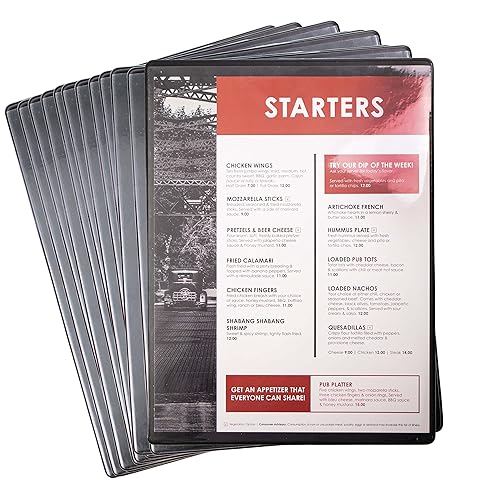 Risch Soporte para cubierta de menú, sellado térmico, doble cara con esquinas protectoras de bolsillo transparente, para restaurantes, lista de