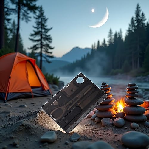 Miniatura 3 de Negro 12 en 1 bolsillo tarjeta de crédito supervivencia al aire libre multi herramienta EDC herramienta engranaje multiherramientas y accesorios