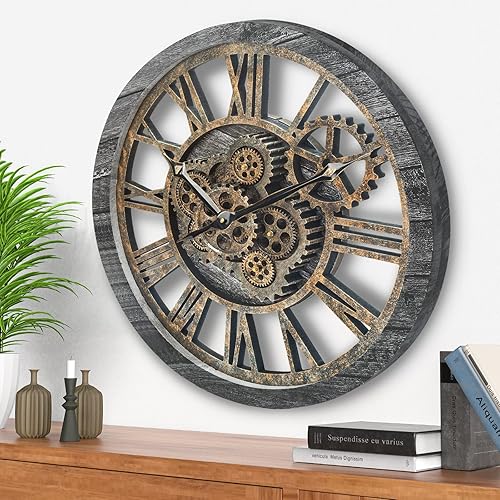 HOIBAI Reloj de pared, relojes de pared grandes para decoración de sala de estar, 18 pulgadas, funciona con pilas, silencioso, sin tictac, moderno,