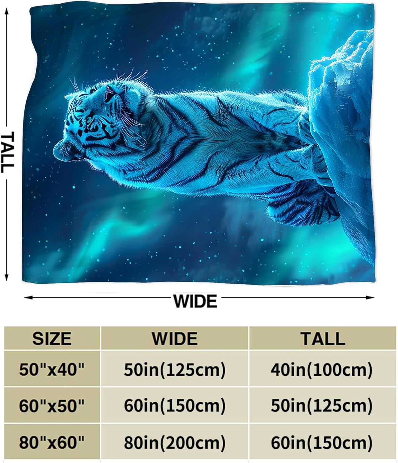 White Tiger Throw - Soft, Warm & Cozy Fleece Blanket for Men, Women, Girls & Boys - 50"x40" - Image 5