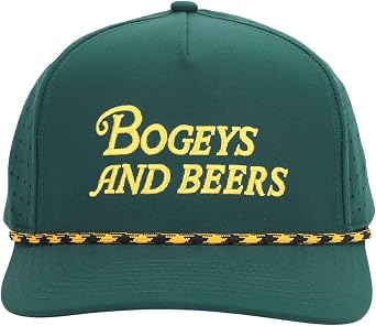 Bogeys and Beers Funny Golf Hat Golf Hats for Men, Performance Breathable Rope Snapback Cap, Golf Gifts for Men