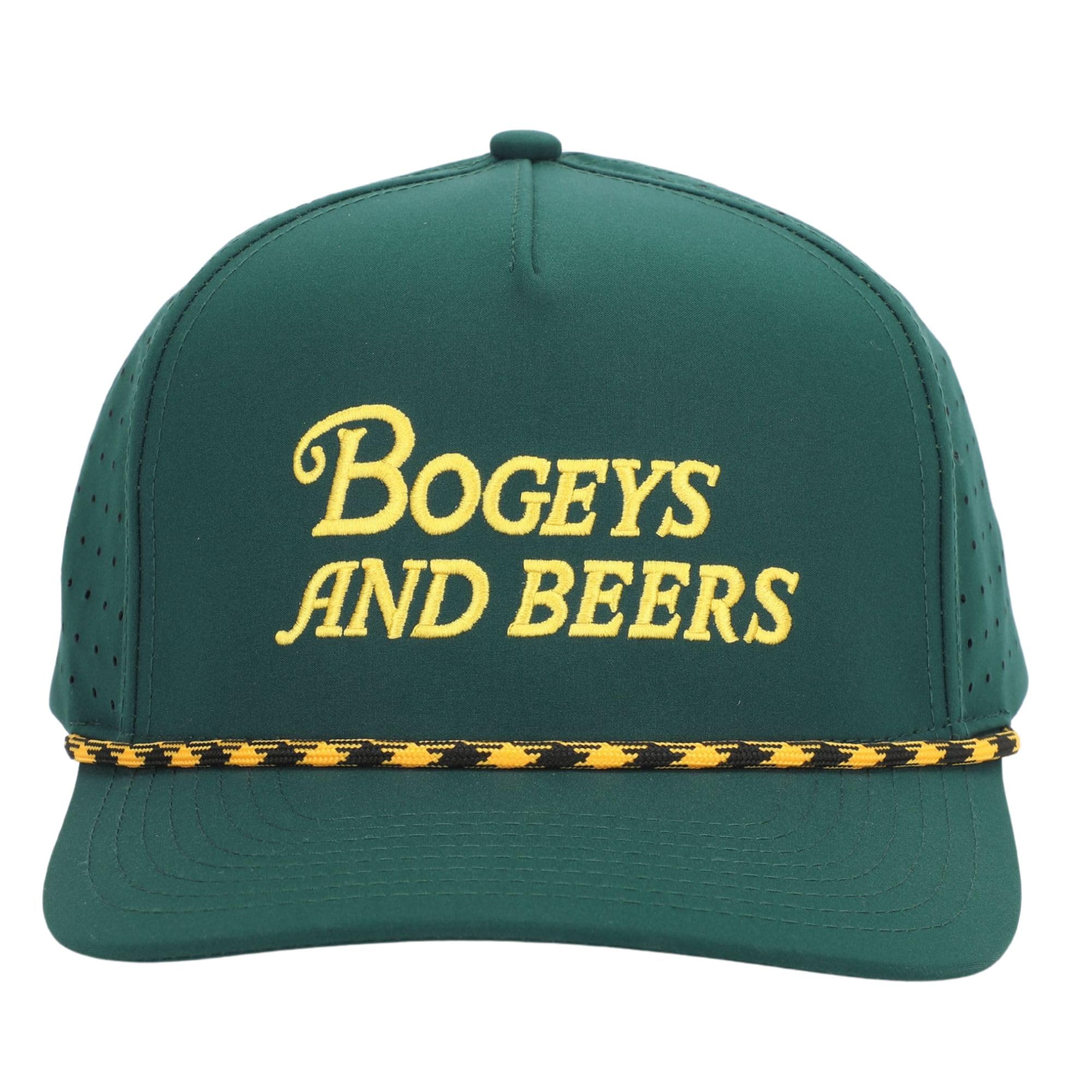 Bogeys and Beers Lustige Golfmütze – Golfmützen für Herren, leistungsstarke, atmungsaktive Seil-Snapback-Kappe, Golf-Geschenke für Männer, Grün , 0