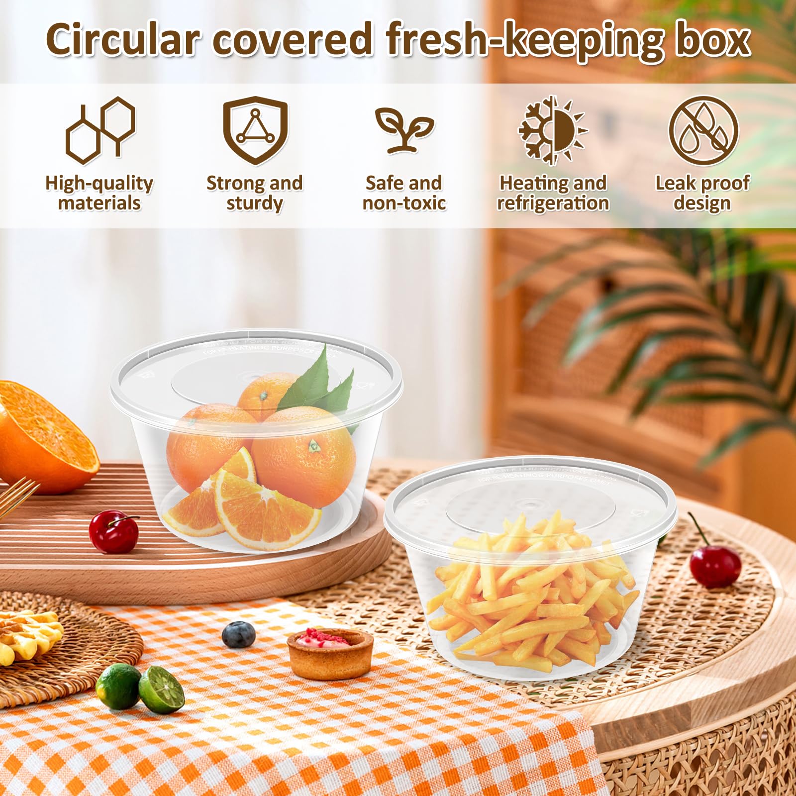 Freshware [Lot De 45 Boîtes De Conservation En Plastique De 708,7 G Avec Couvercles Hermétiques, Sans BPA, Transparents|Préparation Des Repas| Empilables|Anti-fuite|Sans BPA, Transparent