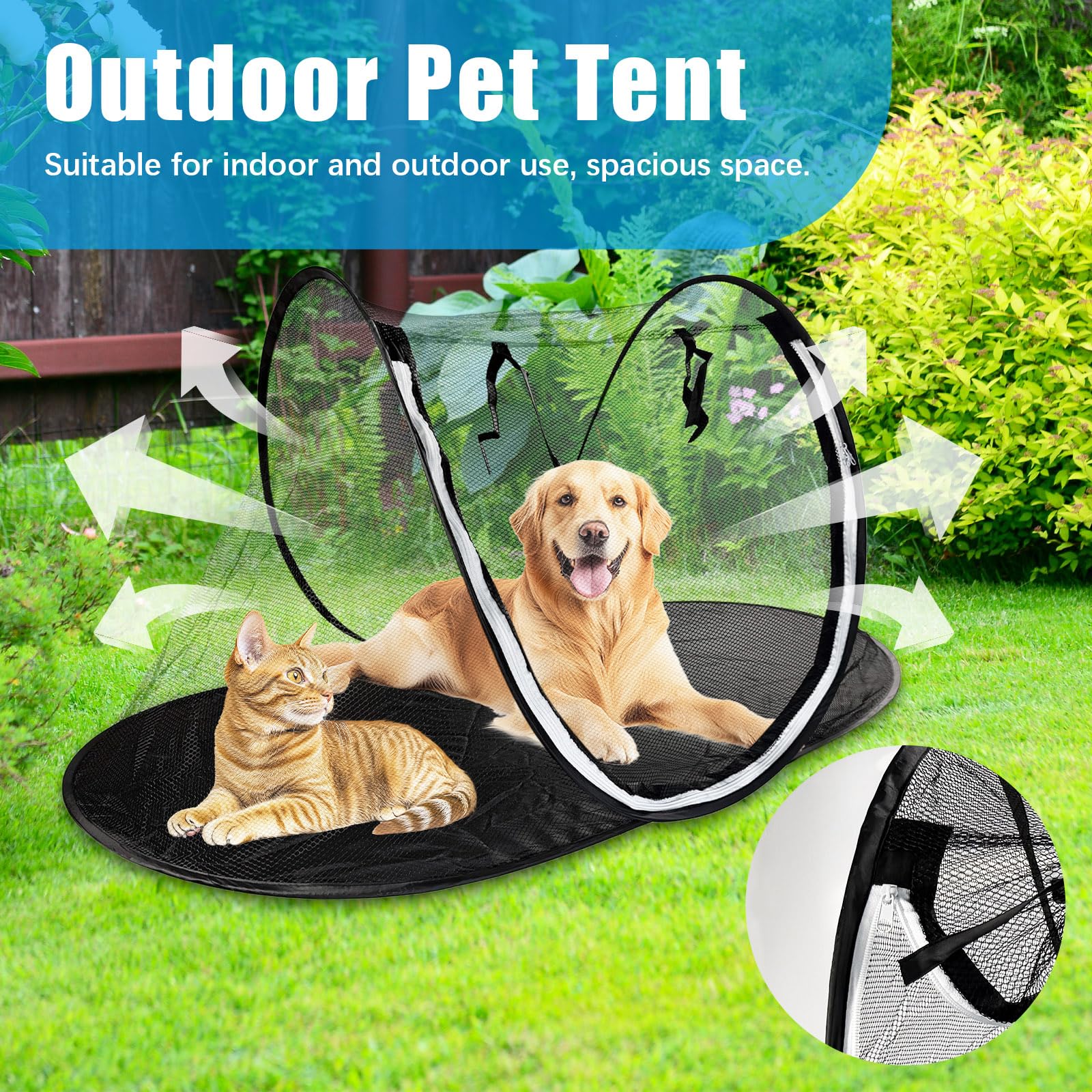 Outdoor-Haustierzelt, Tragbares Faltbares Haustiergehegezelt, Atmungsaktives Mini-Katzenzelt für Haustier, Außenspielzelt für Katzen Kleine Hunde auf Deck/Hof/Terrasse/Park/Camping