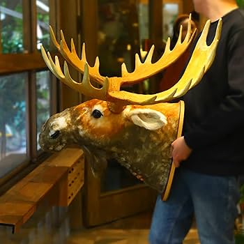 鹿彫　額縁 Amazon.co.jp: TRABEATOGA 等身大 ヘラジカ 頭 トロフィー 壁